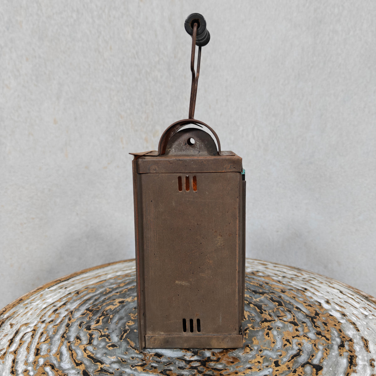 Unique Old & Vintage Hand Lantern / Candle Lamp – Hand Lamp with Glass and Red Rear Light, Complete and Working