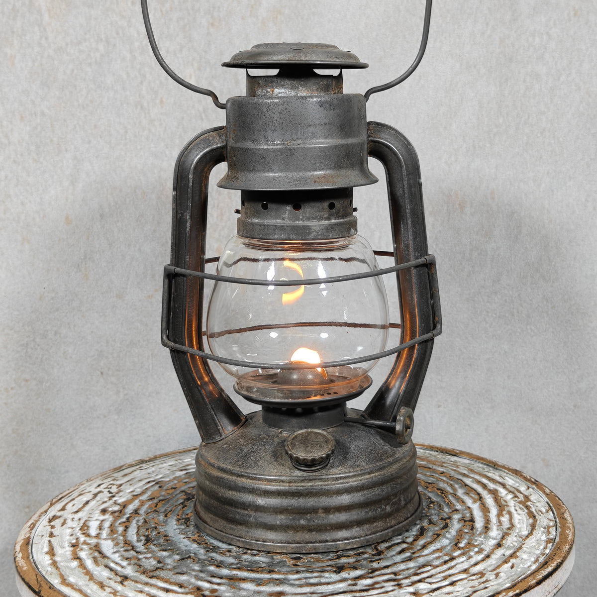 Vintage Royalux Hurricane Lantern – French Storm Lantern with Unique Glass Lift Mechanism – Fully Working