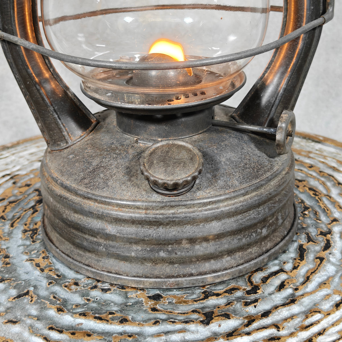 Vintage Royalux Hurricane Lantern – French Storm Lantern with Unique Glass Lift Mechanism – Fully Working