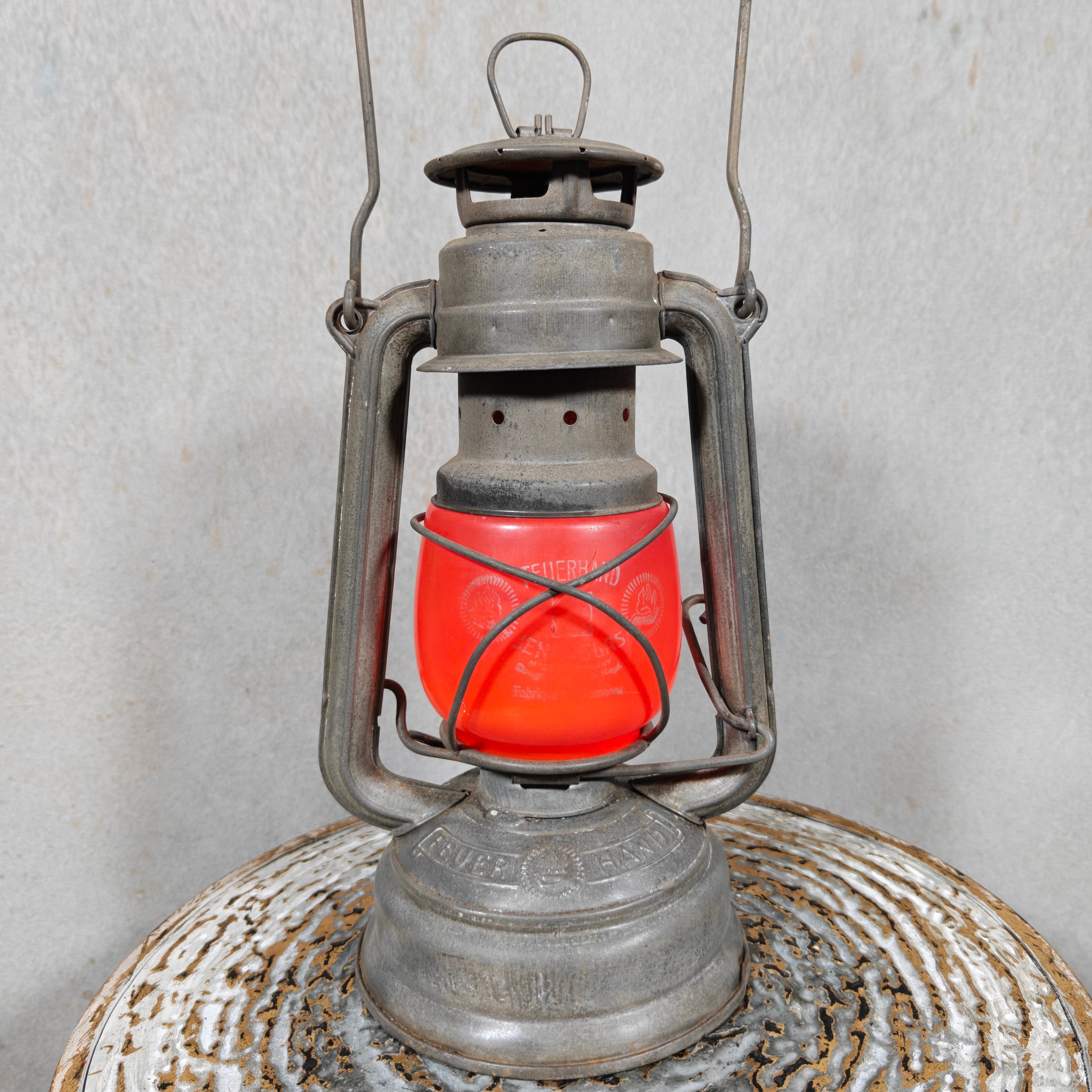 Feuerhand 276 Superflam Hurricane Lantern – Rare Orange Glass – Vintage 1960s/70s W. Germany