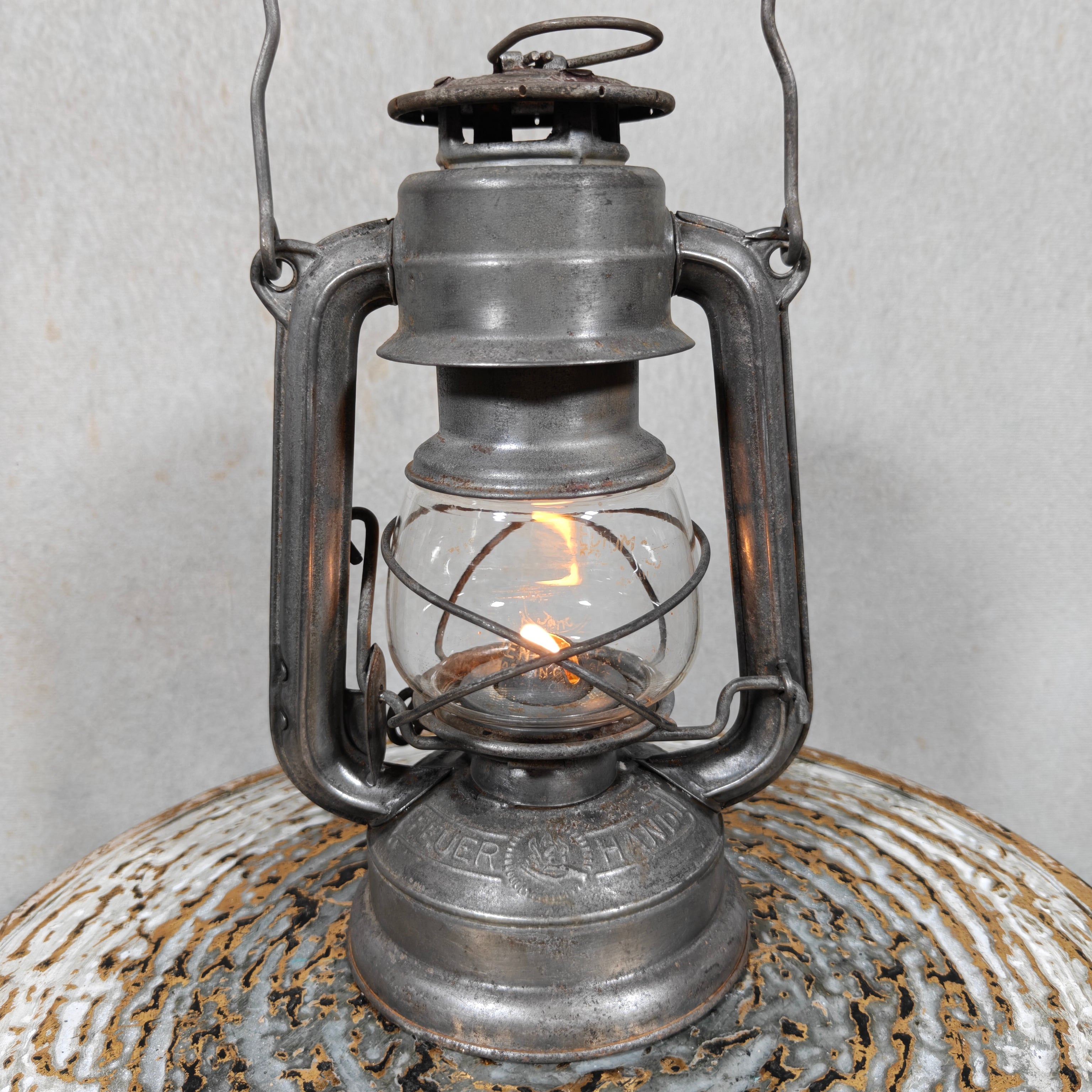 Rare Feuerhand 225 Medium Hurricane Lantern – German 1937–1942 Model with Original Marked Globe