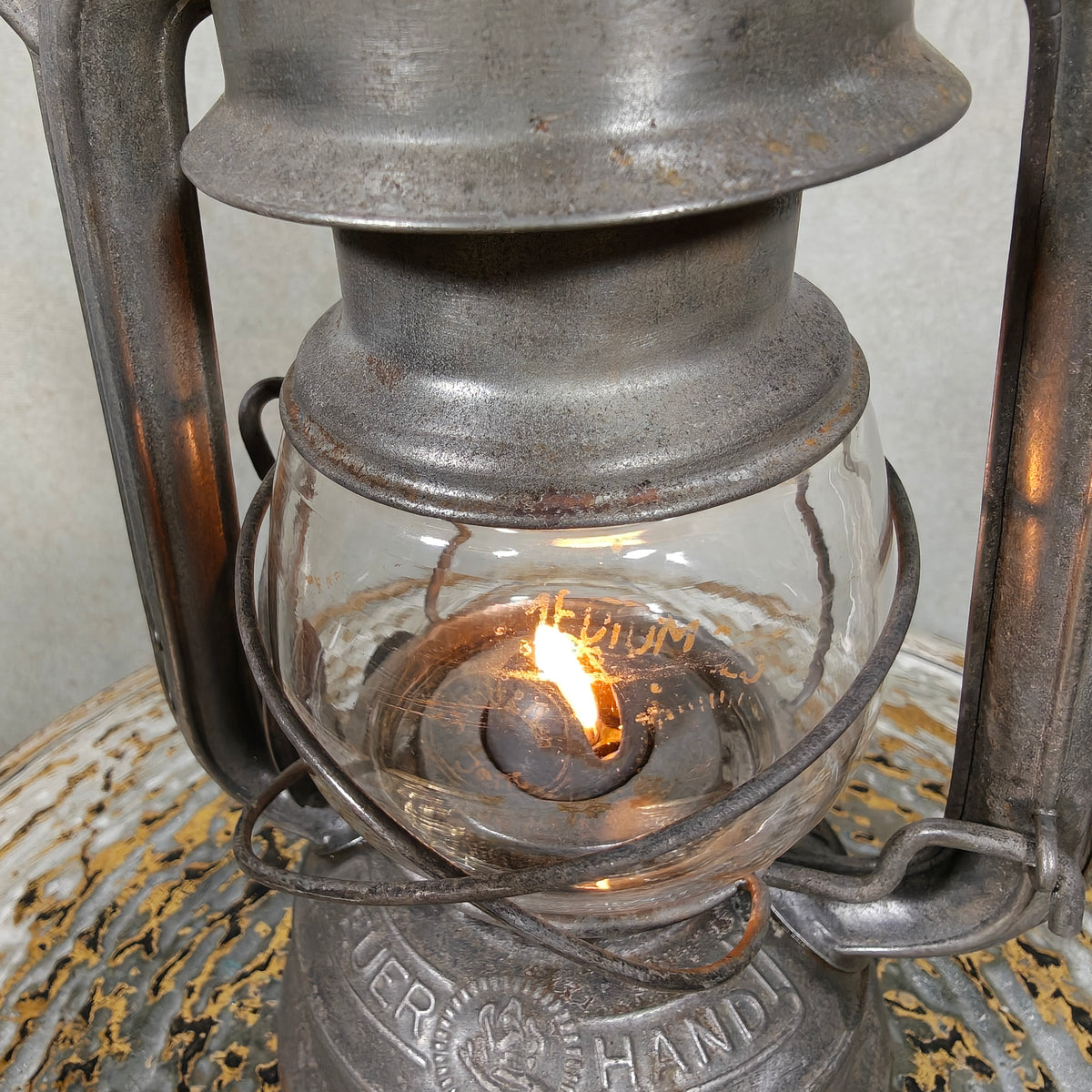 Rare Feuerhand 225 Medium Hurricane Lantern – German 1937–1942 Model with Original Marked Globe