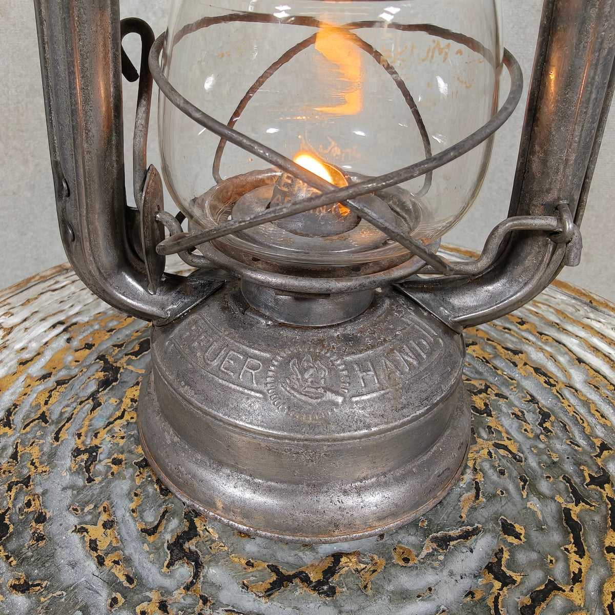 Rare Feuerhand 225 Medium Hurricane Lantern – German 1937–1942 Model with Original Marked Globe