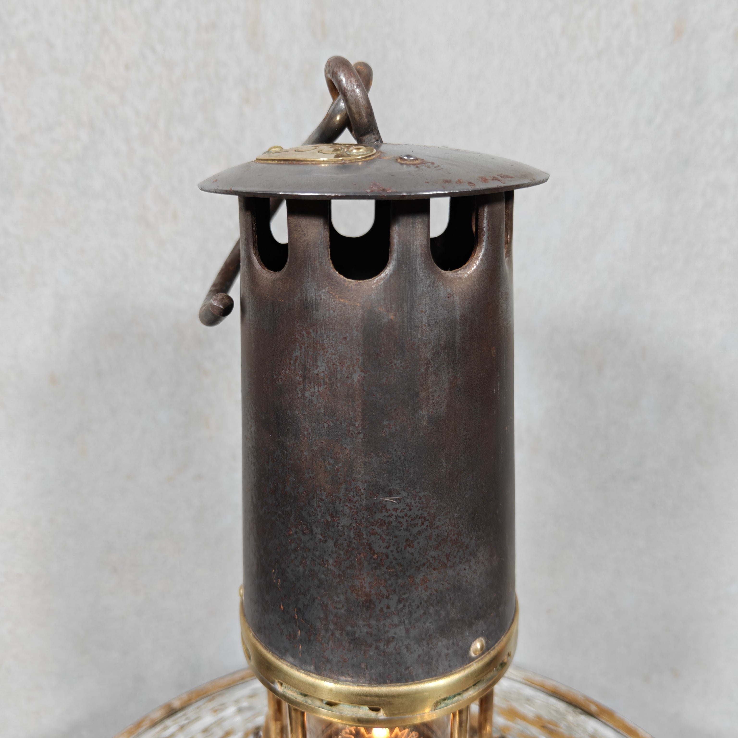 Antique Hubert Joris Miner’s Lamp (ca. 1900–1910) – Val St. Lambert Glass – Belgian Safety Lamp