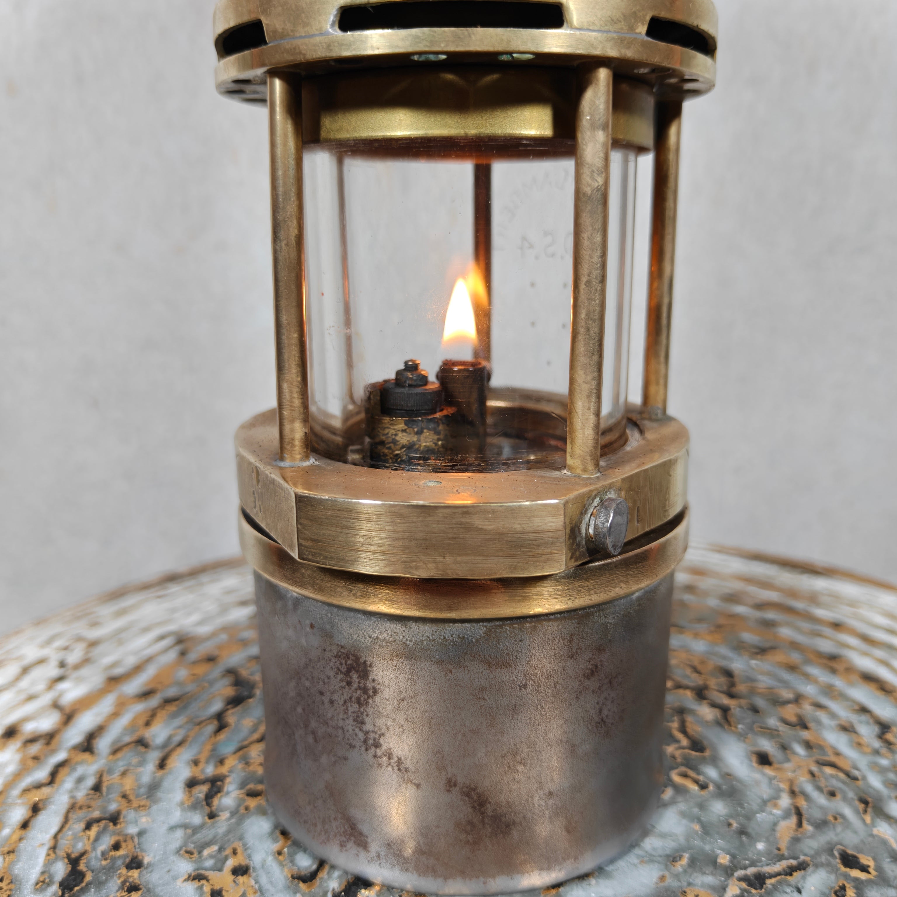 Antique Hubert Joris Miner’s Lamp (ca. 1900–1910) – Val St. Lambert Glass – Belgian Safety Lamp
