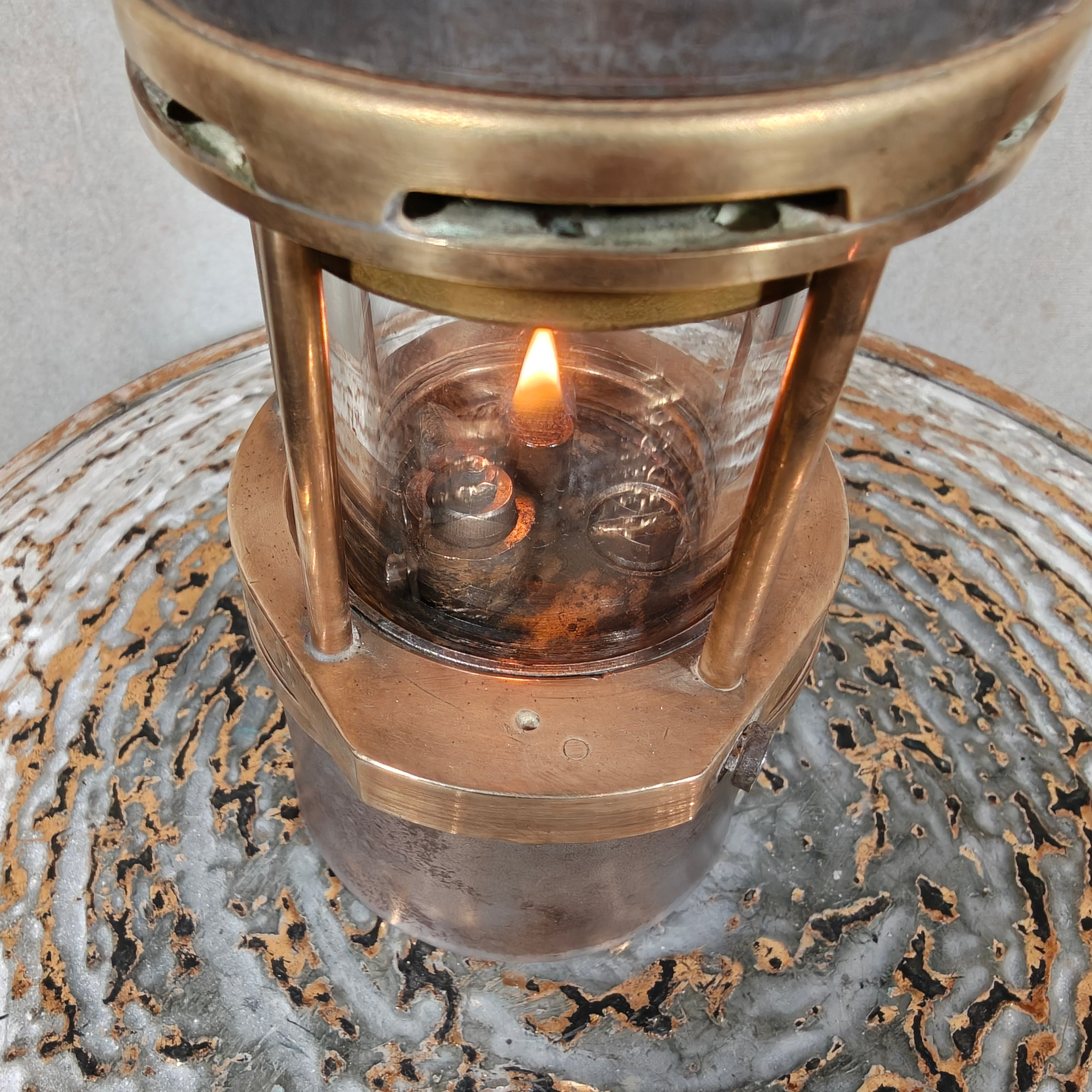 Antique Hubert Joris Miner’s Lamp (ca. 1900–1910) – Val St. Lambert Glass – Belgian Safety Lamp