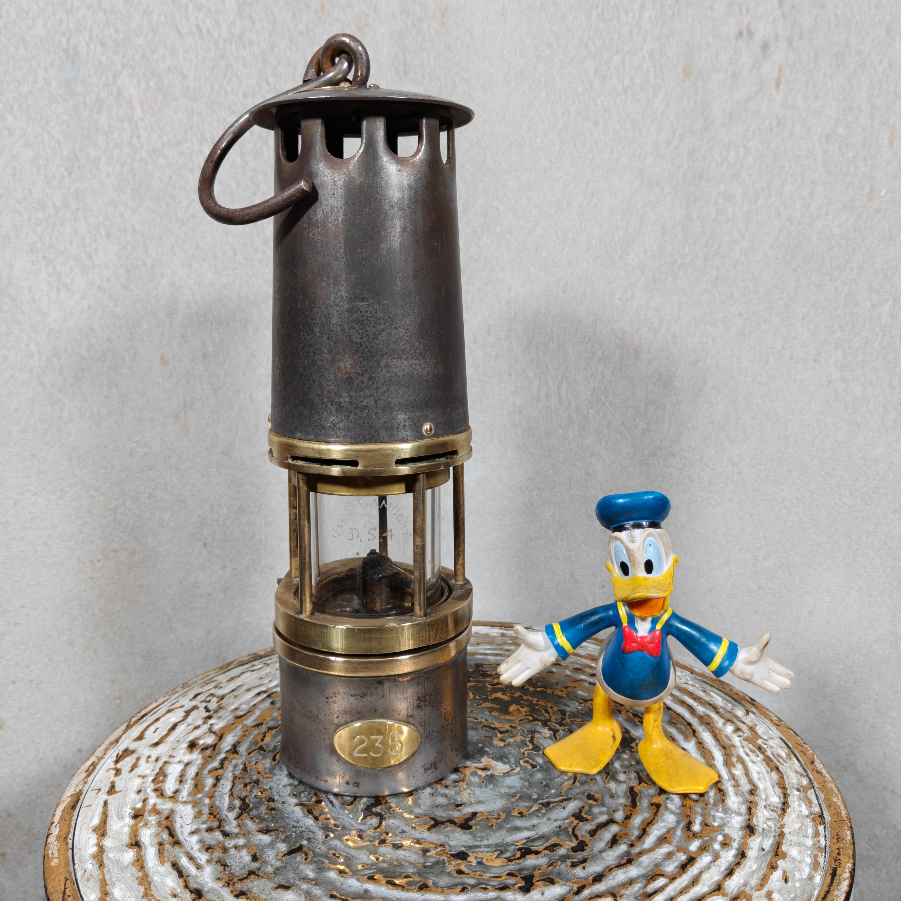 Antique Hubert Joris Miner’s Lamp (ca. 1900–1910) – Val St. Lambert Glass – Belgian Safety Lamp