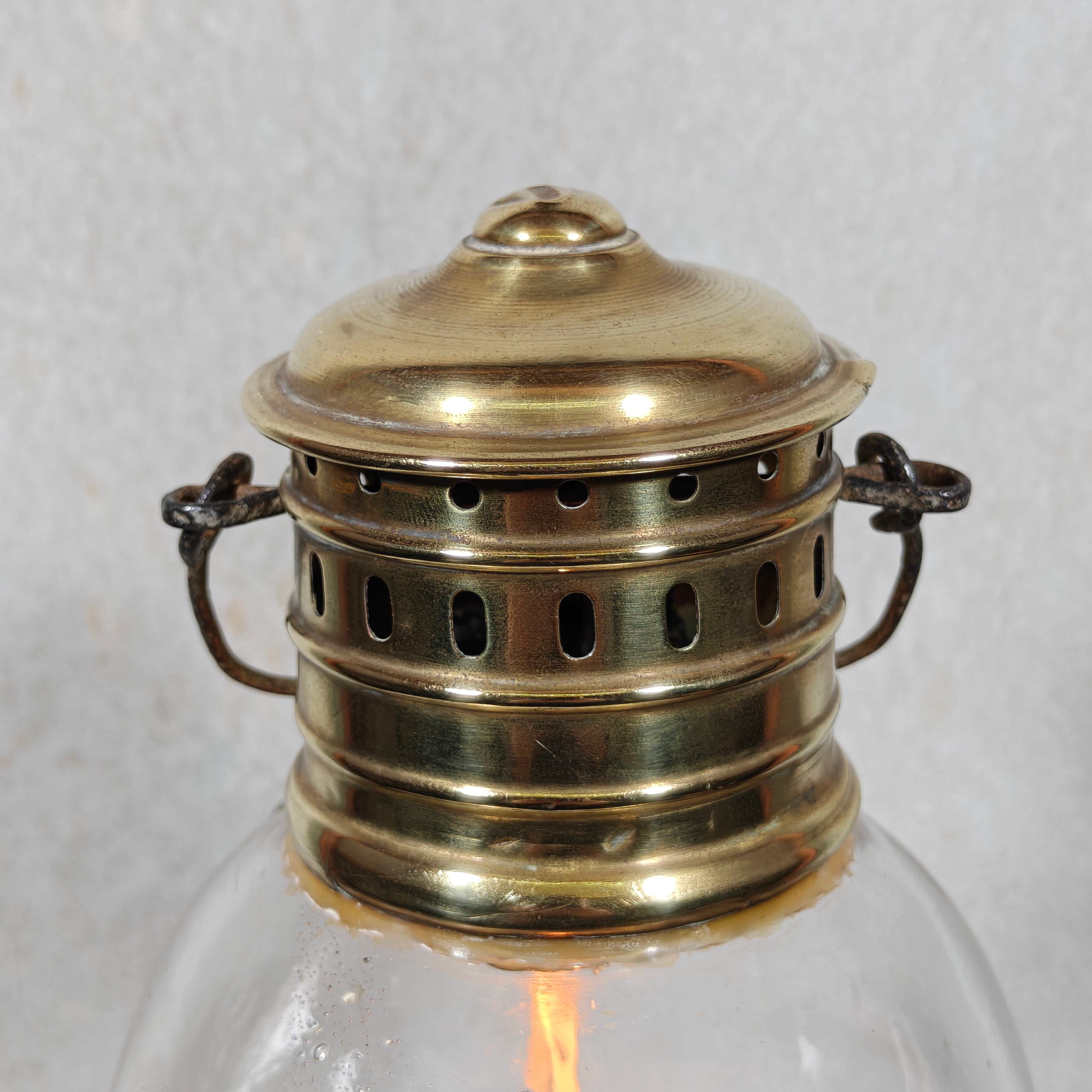Rare 1920s Brass Ship’s Lantern by Ets. Girardin – Dual Fuel (Oil & Candle) – Marine Marked