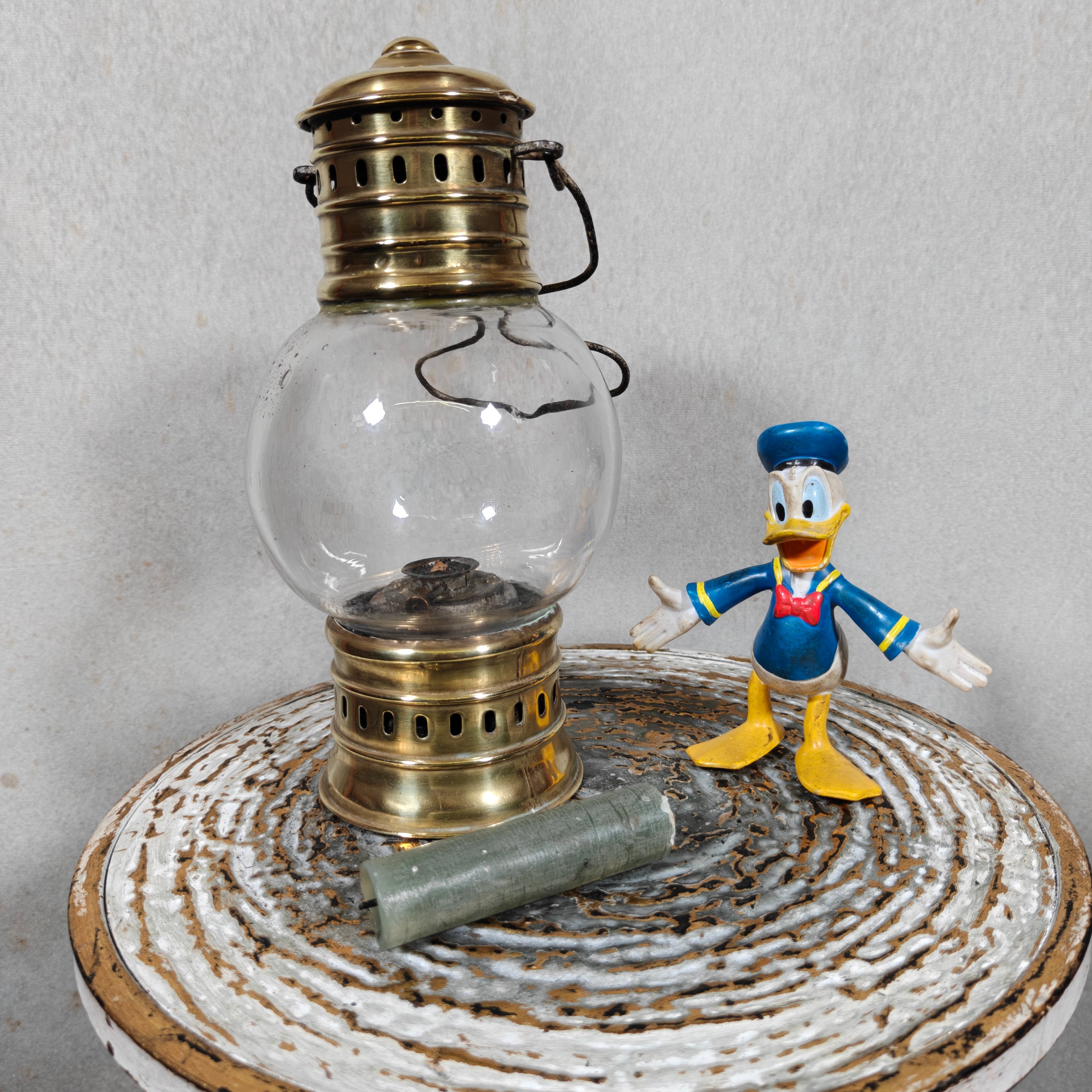 Rare 1920s Brass Ship’s Lantern by Ets. Girardin – Dual Fuel (Oil & Candle) – Marine Marked
