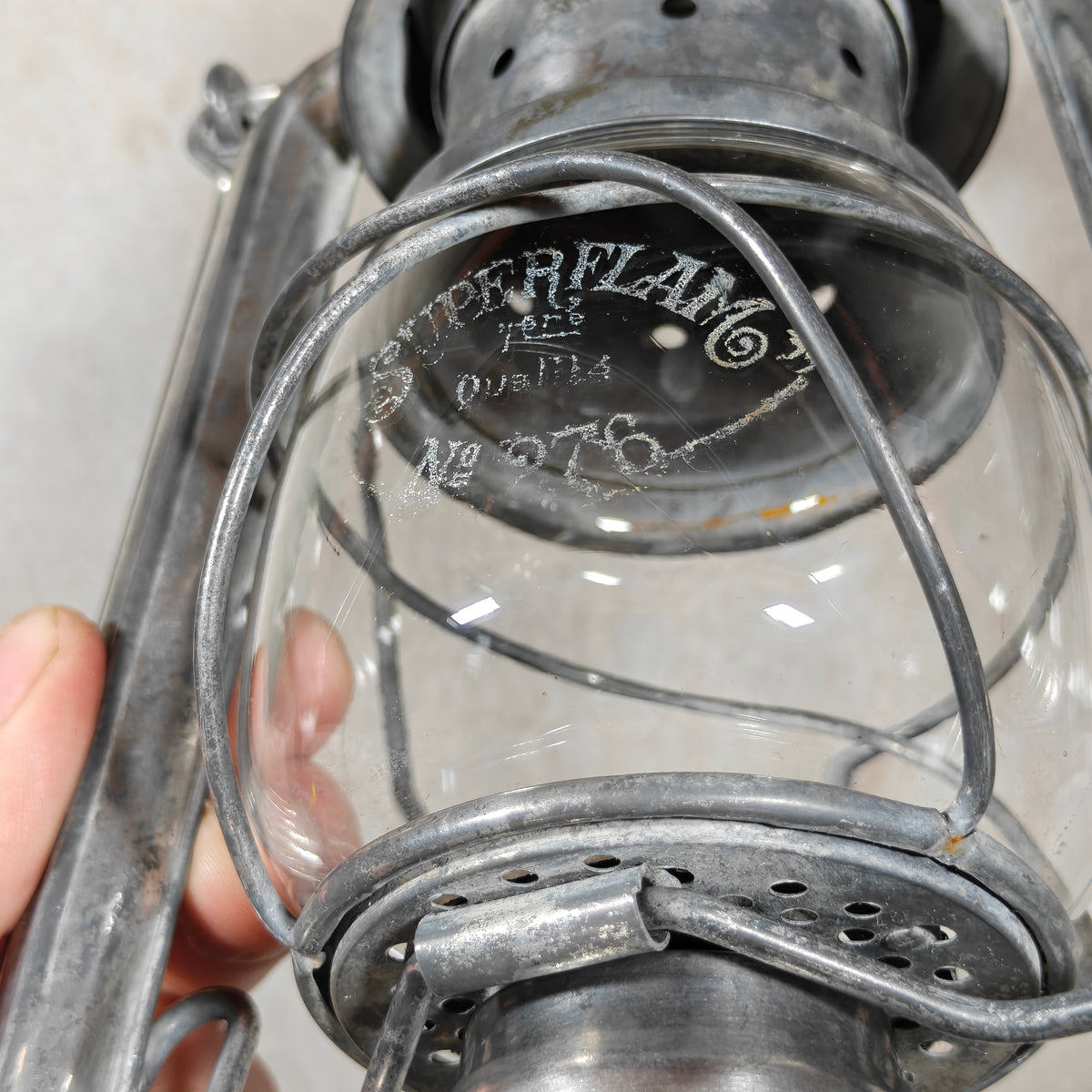Vintage Feuerhand 276 Superflam Storm Lantern – Complete, Working & Featuring Rare Etched Superflam Glass (1960s–1970s)