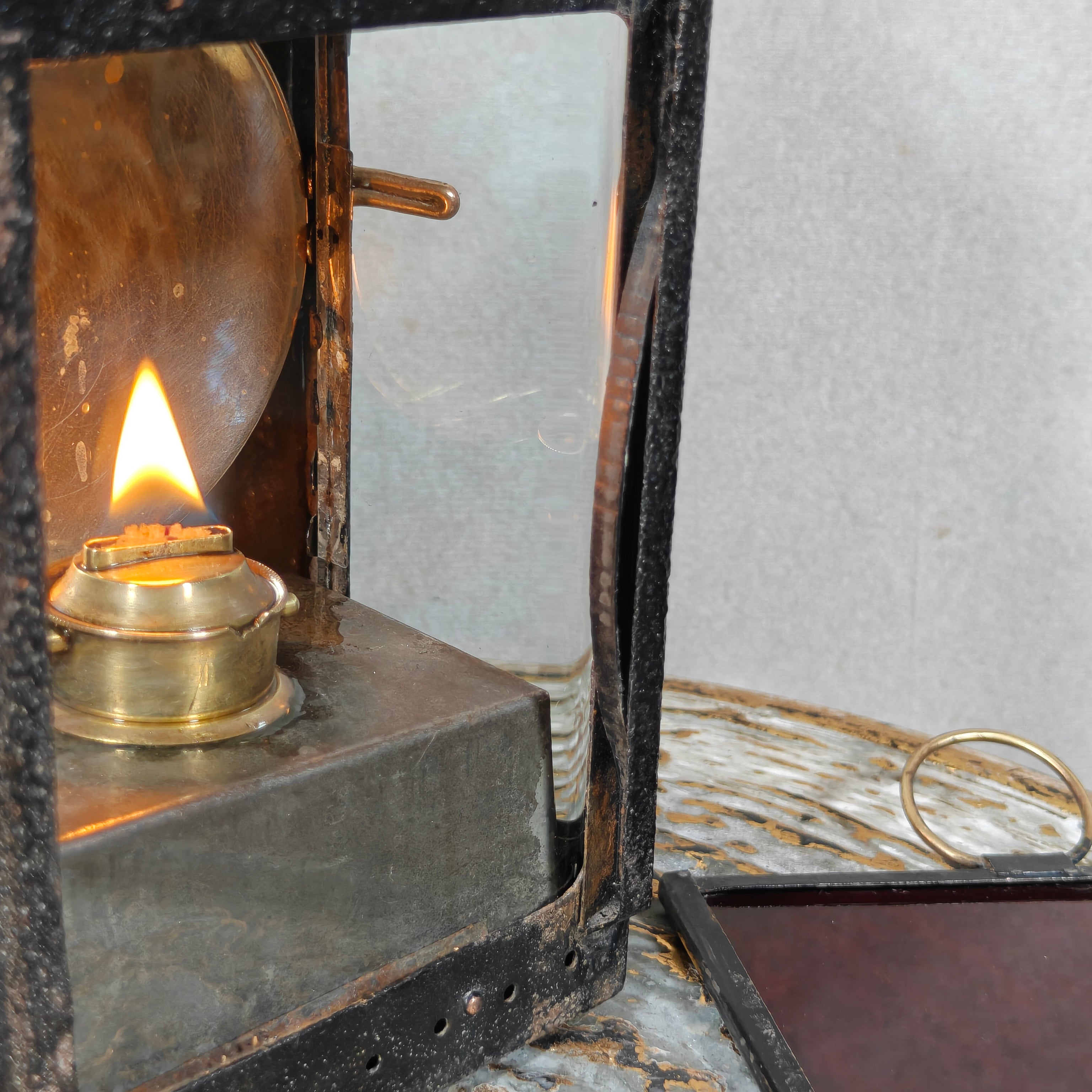 Rare Railway Hand Lamp / Signal Lantern – G. Knodt Frankfurt for K.E.D. Saarbrücken (c. 1900–1918)
