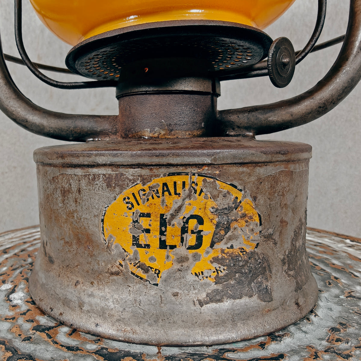 Rare Swiss Helvetia Hurricane Lantern by Egloff & Cie – Yellow Glass, c. 1920