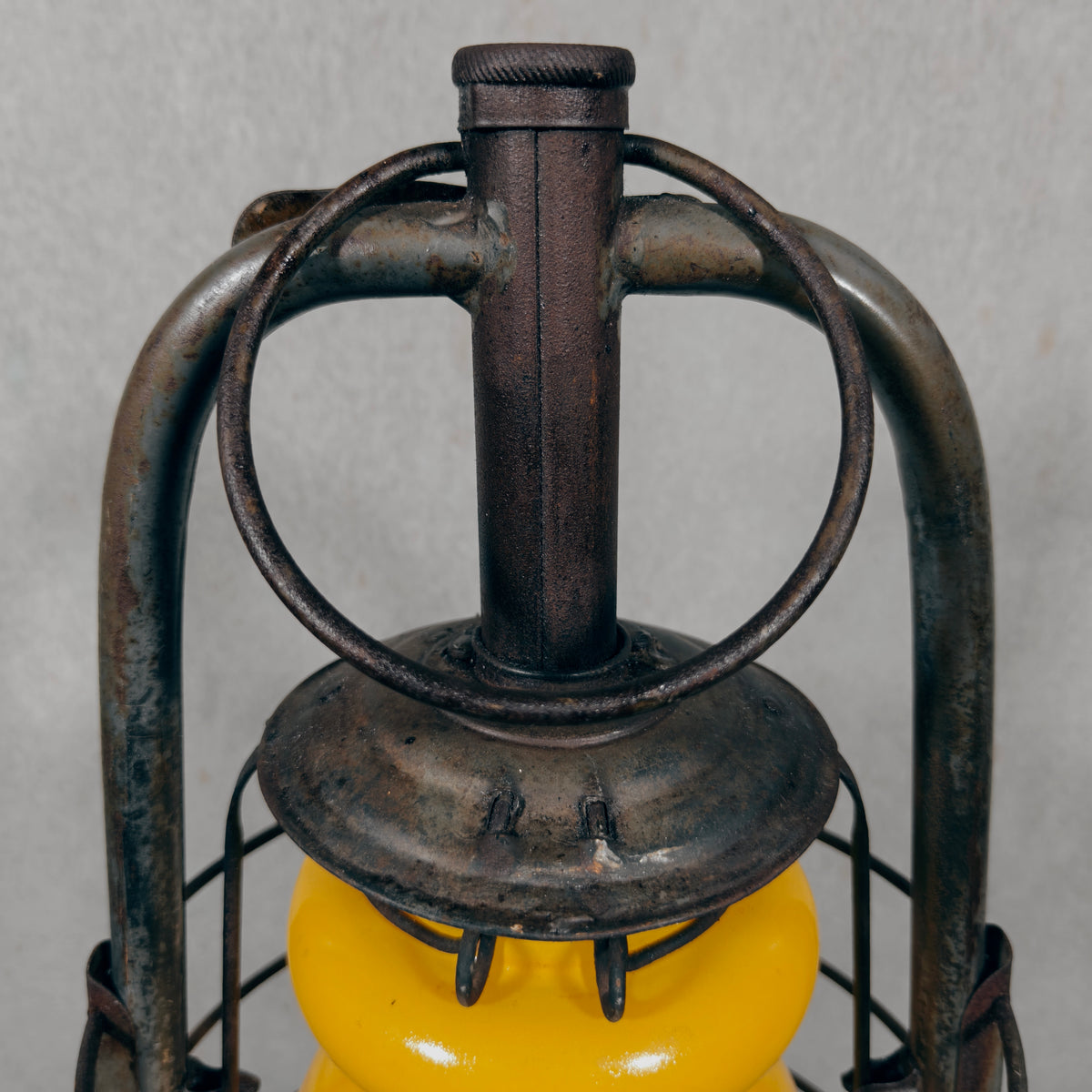 Rare Swiss Helvetia Hurricane Lantern by Egloff & Cie – Yellow Glass, c. 1920