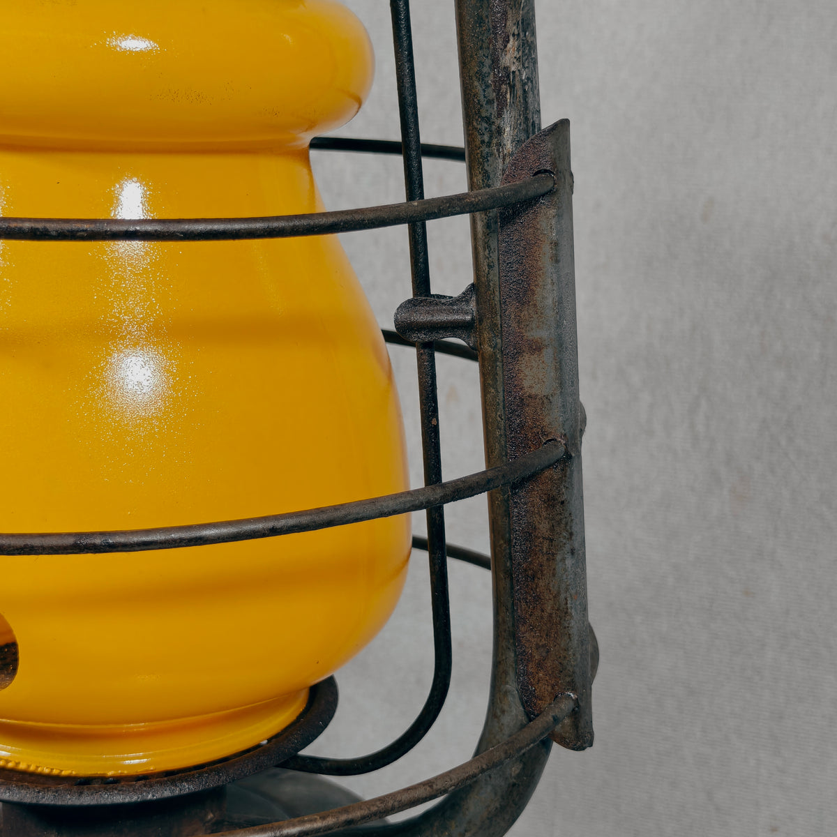 Rare Swiss Helvetia Hurricane Lantern by Egloff & Cie – Yellow Glass, c. 1920