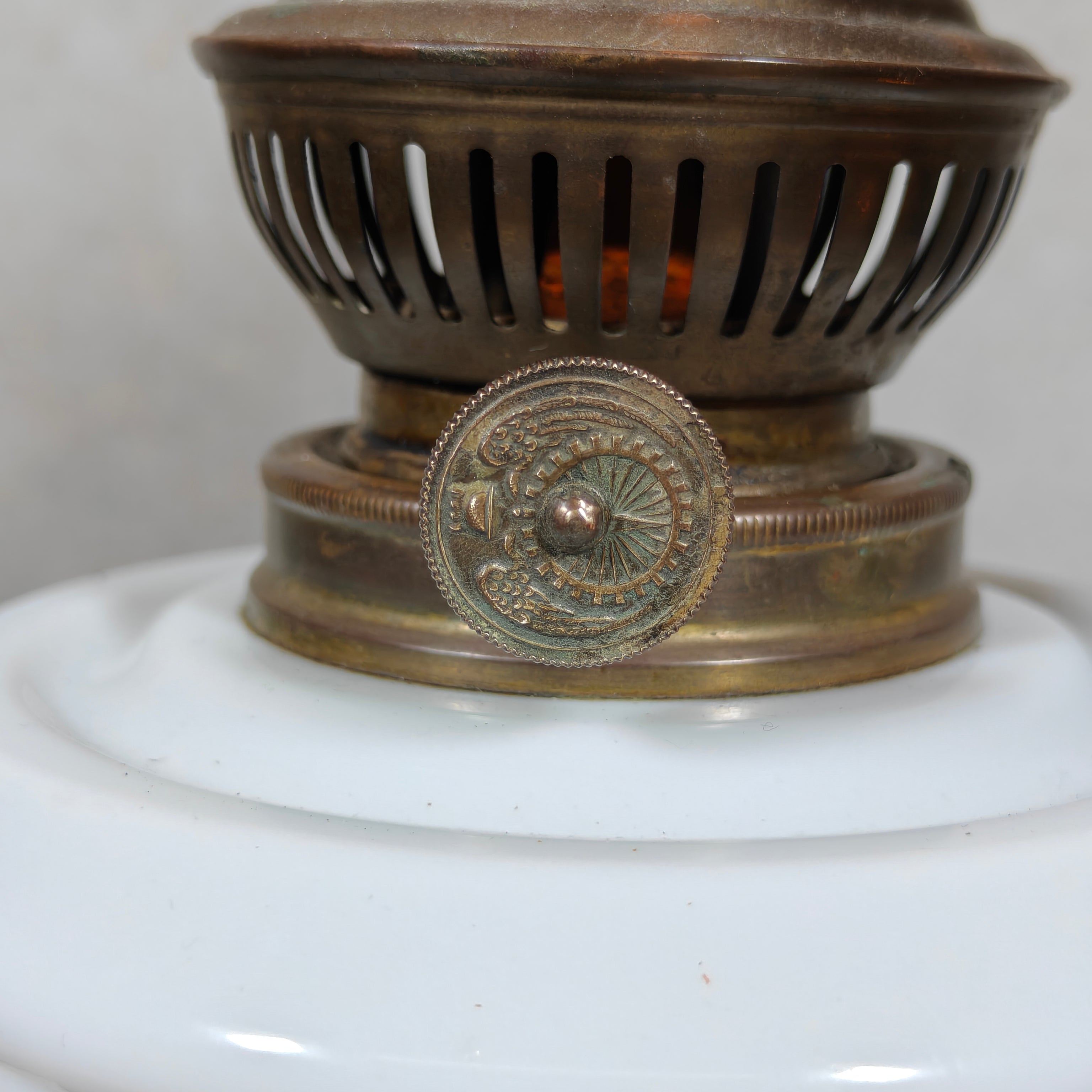 Rare Antique Oil Lamp with Mirror Reflector by Hugo Schneider