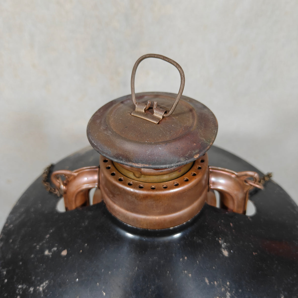 Rare Mewa Bat 158 Copper Hurricane Lantern with Reflector and Chain