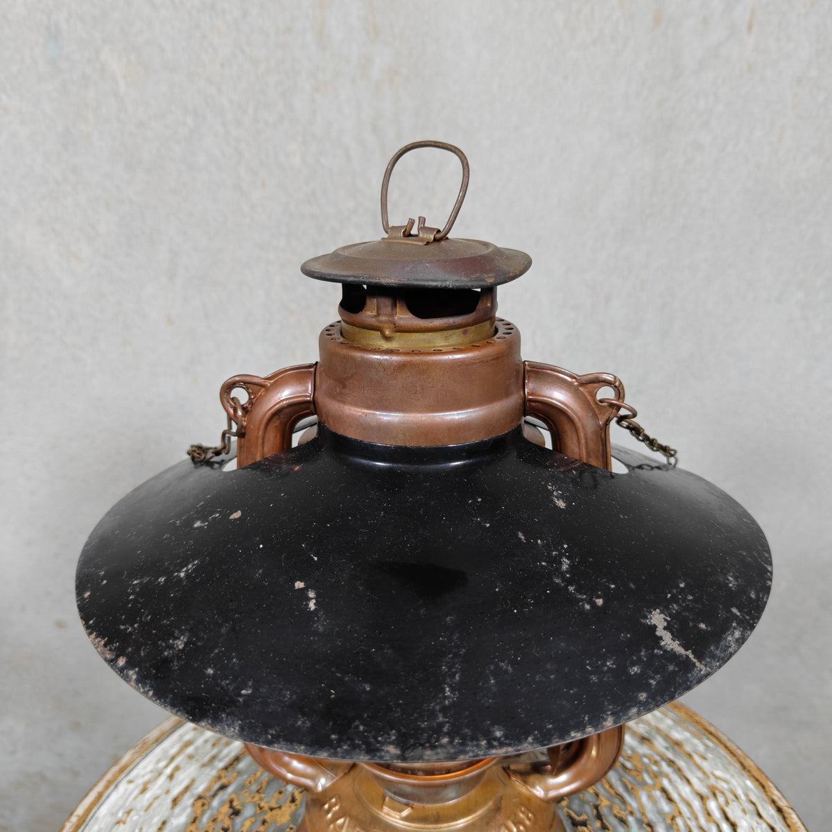 Rare Mewa Bat 158 Copper Hurricane Lantern with Reflector and Chain