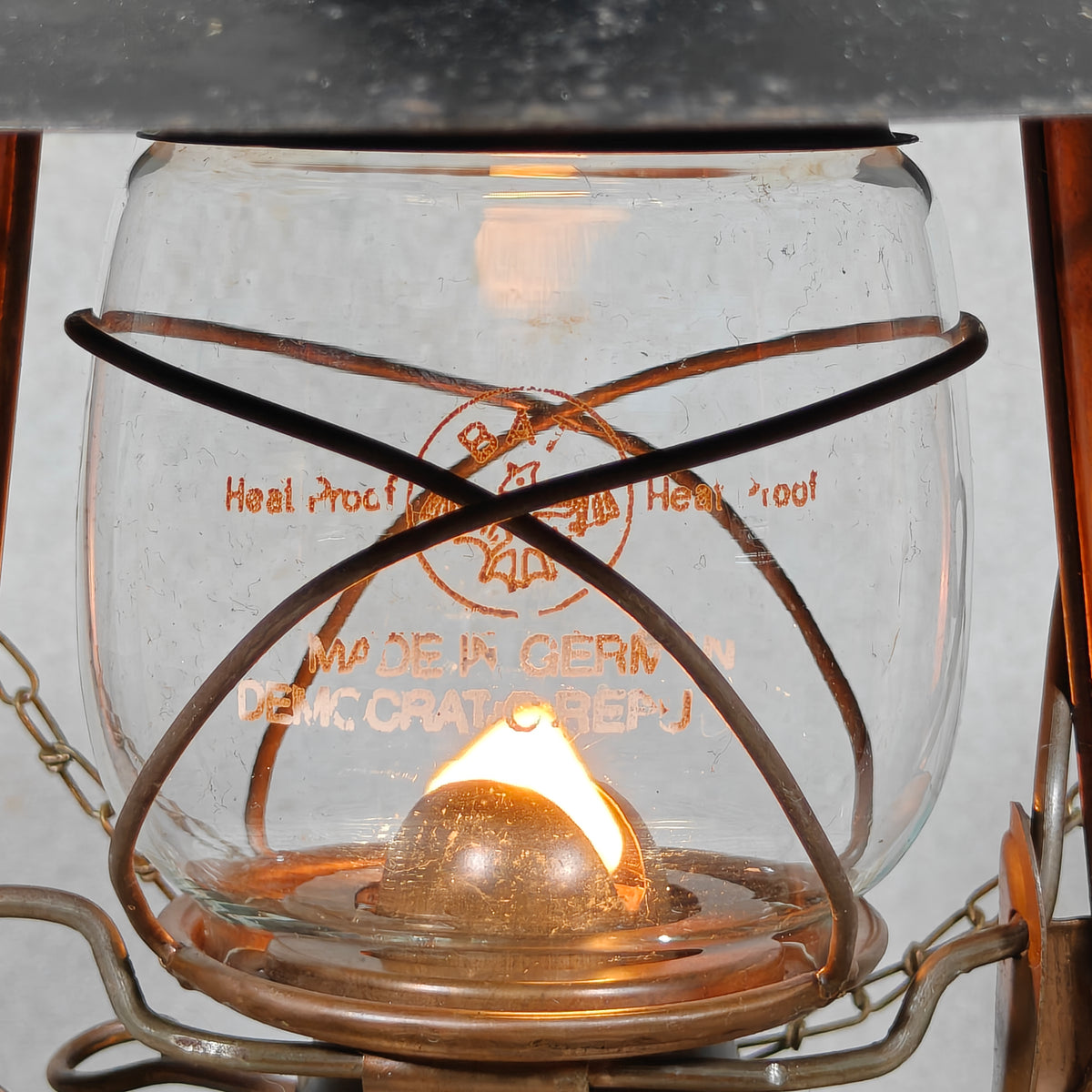 Rare Mewa Bat 158 Copper Hurricane Lantern with Reflector and Chain