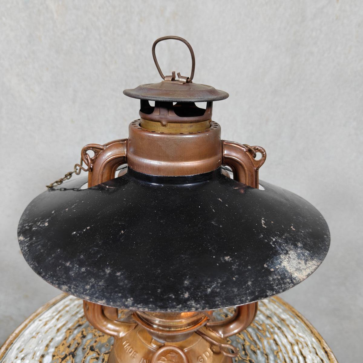 Rare Mewa Bat 158 Copper Hurricane Lantern with Reflector and Chain