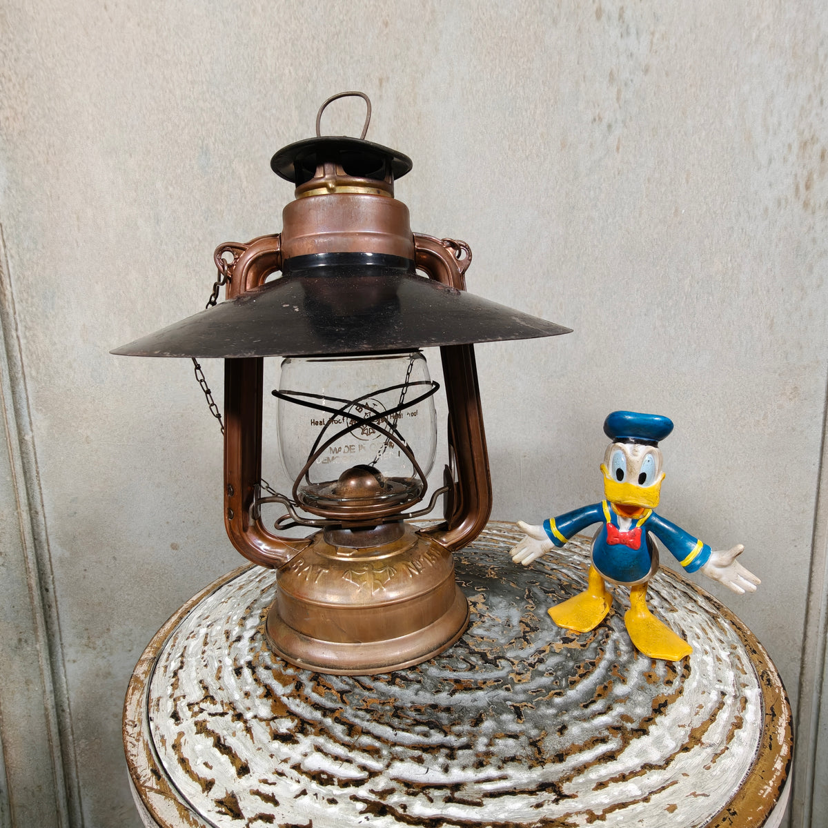 Rare Mewa Bat 158 Copper Hurricane Lantern with Reflector and Chain