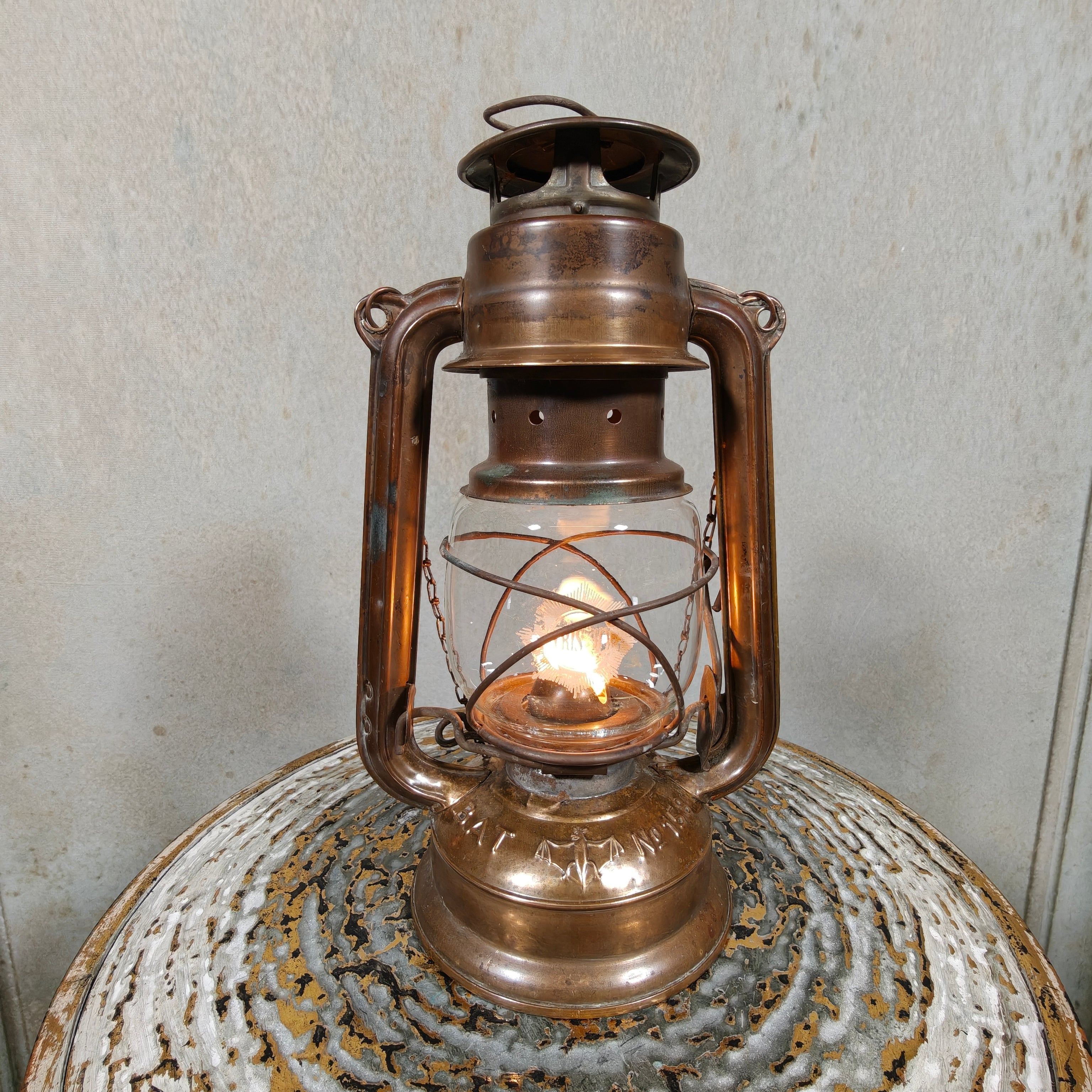 Unique Mewa Bat 158 Copper Hurricane Lantern with Chain