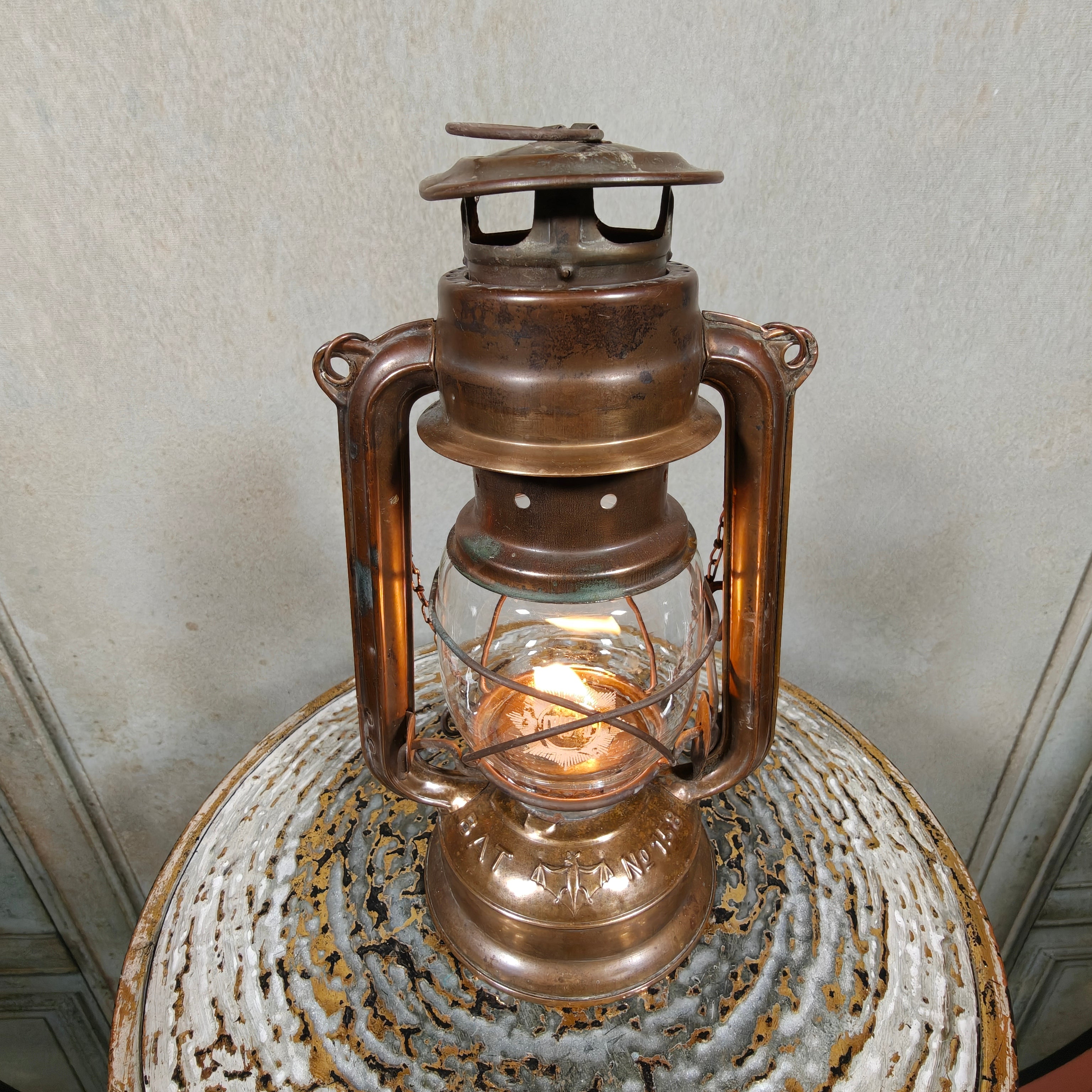 Unique Mewa Bat 158 Copper Hurricane Lantern with Chain