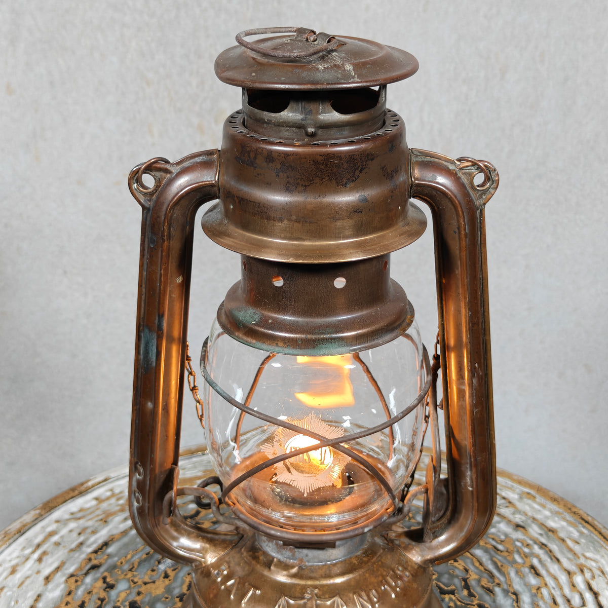 Unique Mewa Bat 158 Copper Hurricane Lantern with Chain
