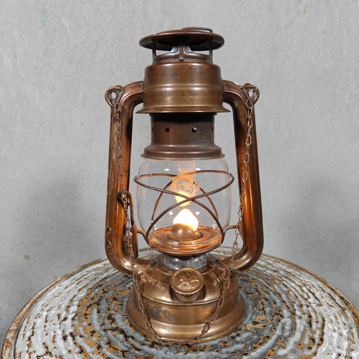 Unique Mewa Bat 158 Copper Hurricane Lantern with Chain