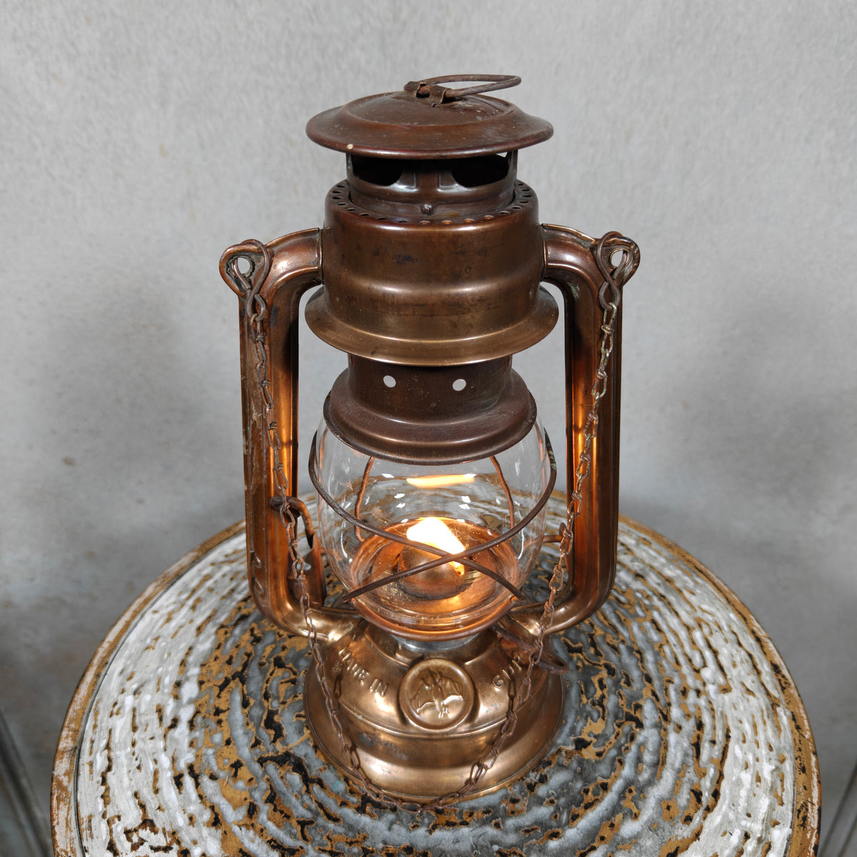 Unique Mewa Bat 158 Copper Hurricane Lantern with Chain