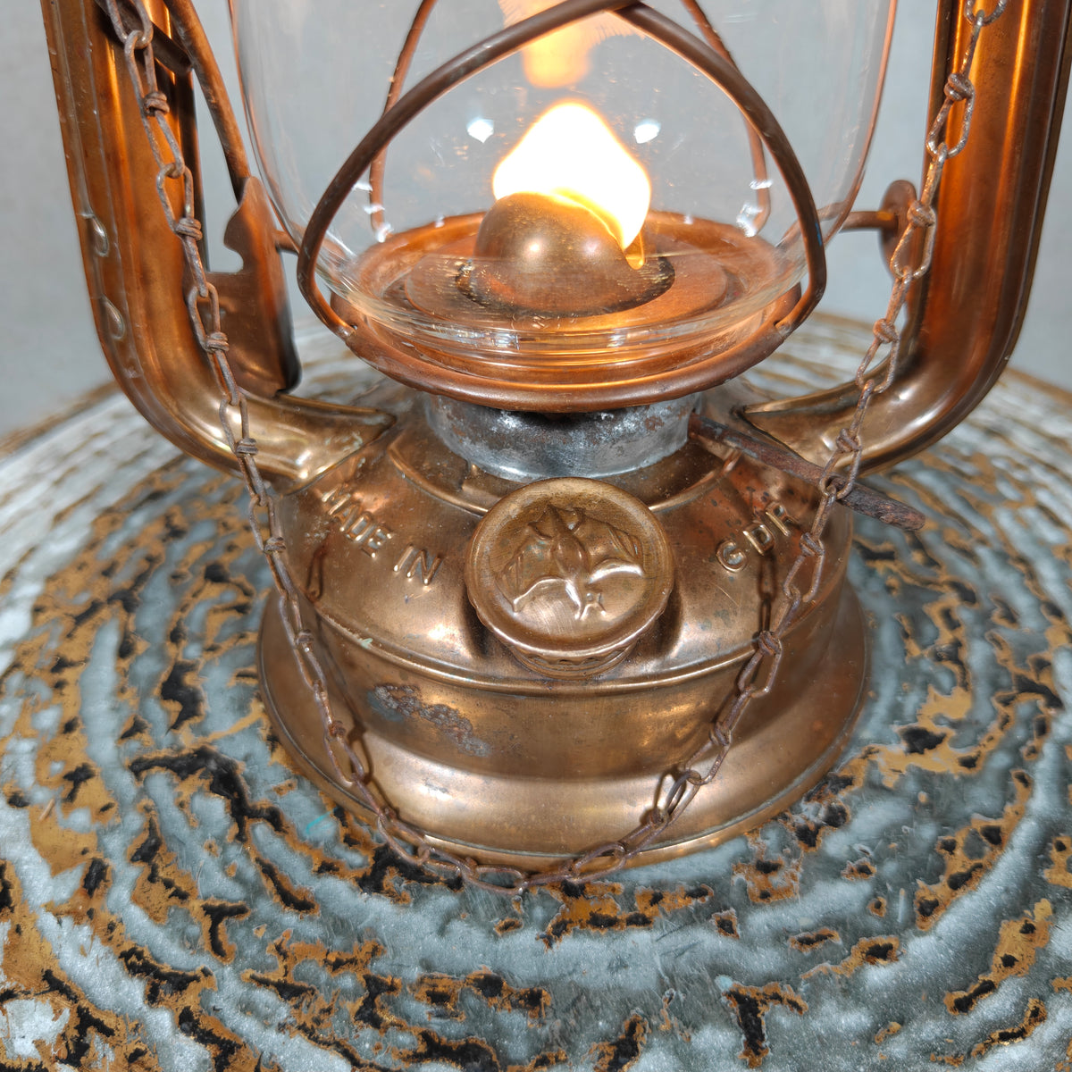 Unique Mewa Bat 158 Copper Hurricane Lantern with Chain