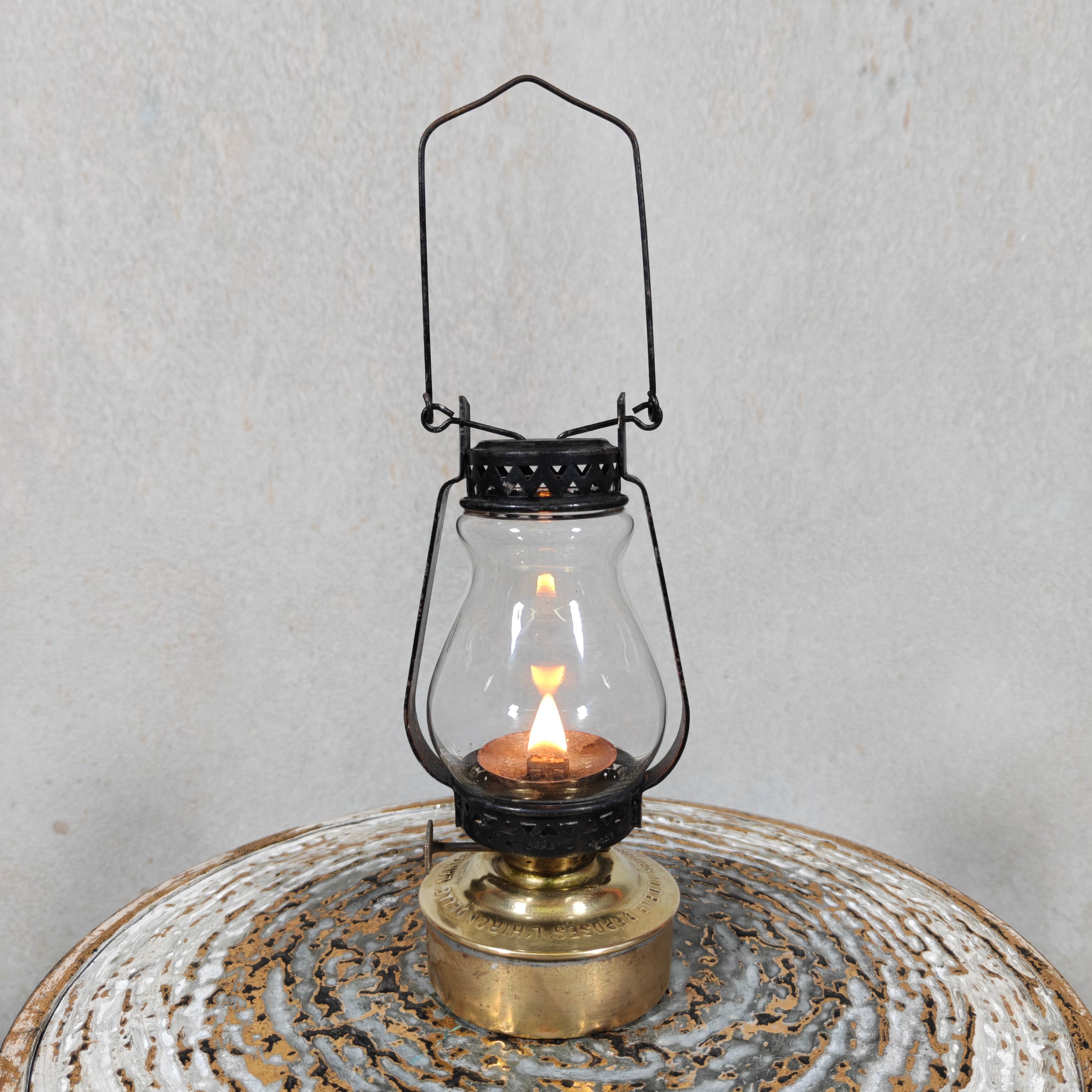Charming 1920s French Mini Hurricane Lantern “L’Hirondelle” by Carres et Hubert