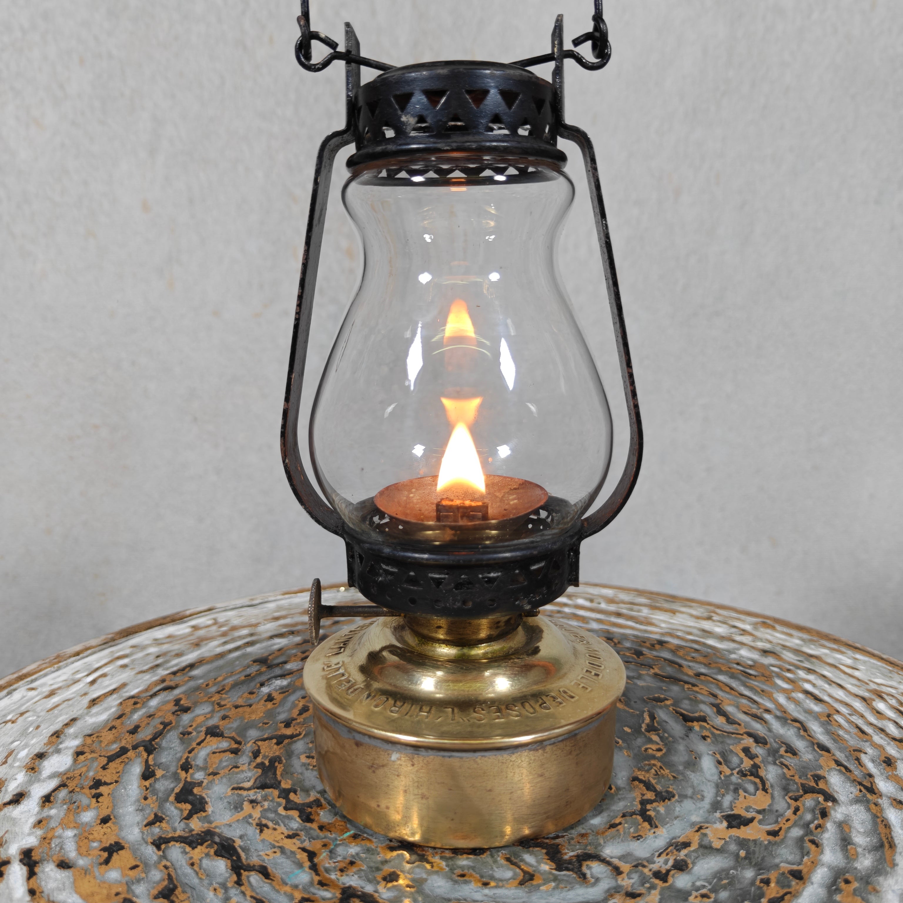 Charming 1920s French Mini Hurricane Lantern “L’Hirondelle” by Carres et Hubert