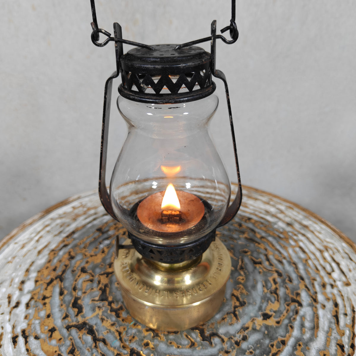 Charming 1920s French Mini Hurricane Lantern “L’Hirondelle” by Carres et Hubert
