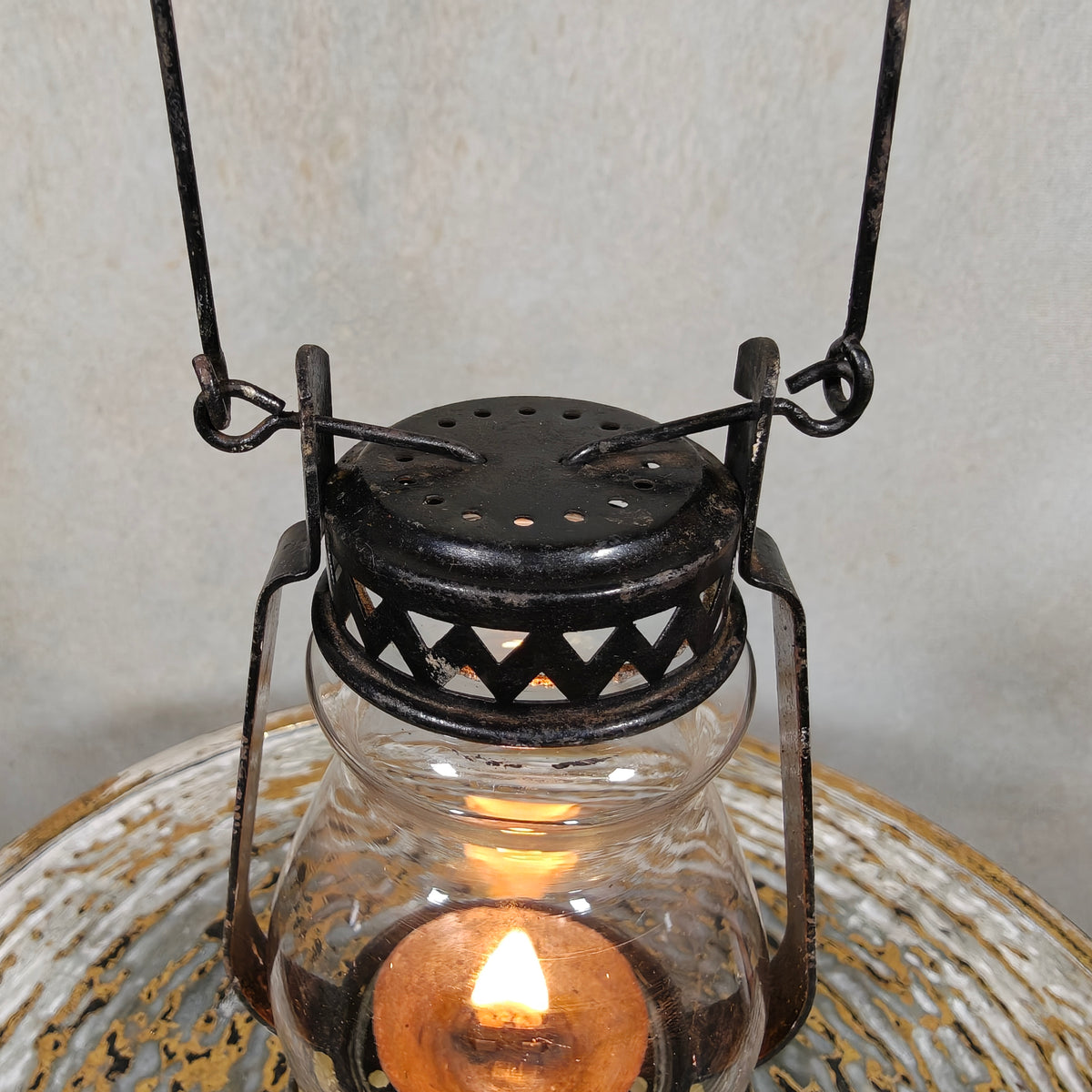 Charming 1920s French Mini Hurricane Lantern “L’Hirondelle” by Carres et Hubert