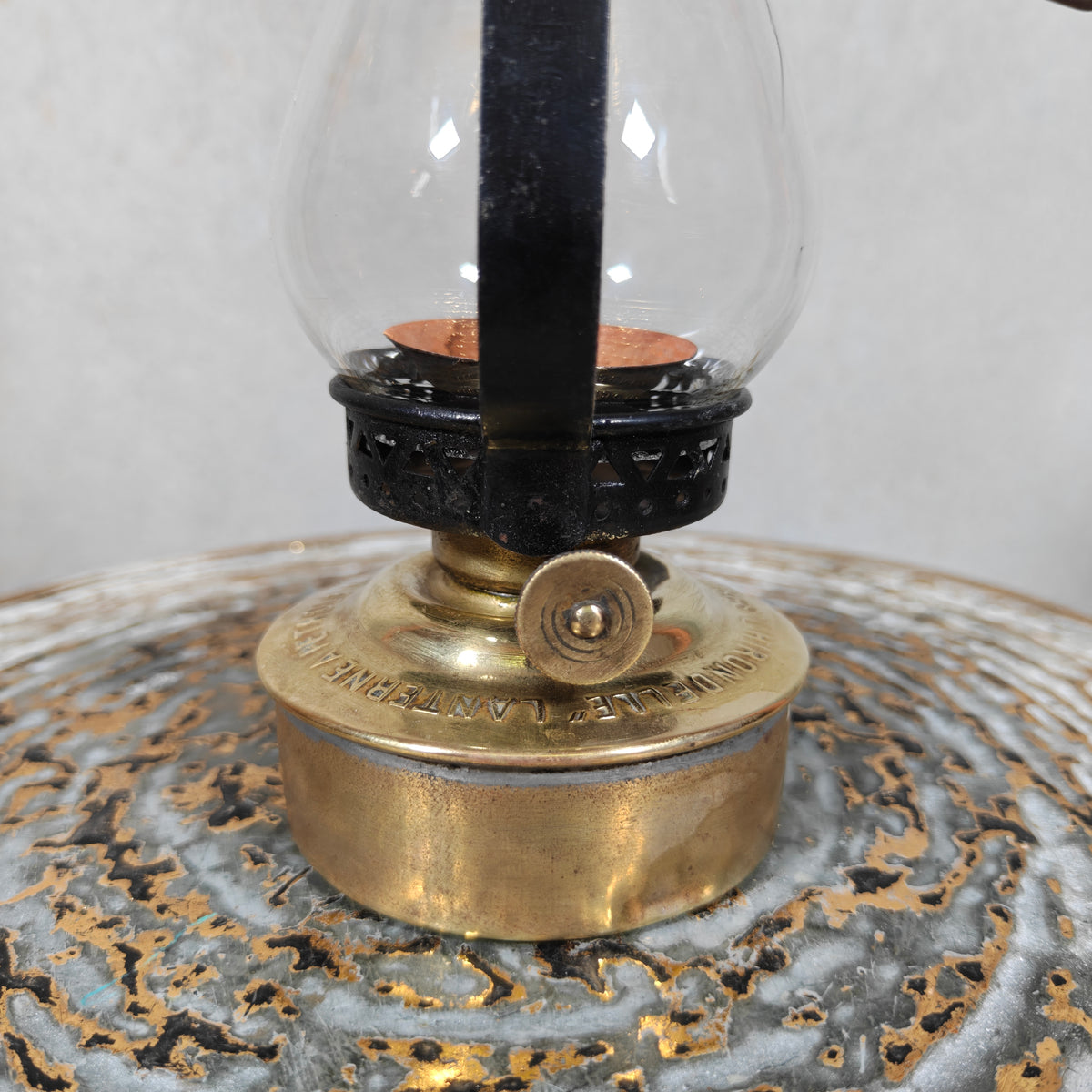 Charming 1920s French Mini Hurricane Lantern “L’Hirondelle” by Carres et Hubert
