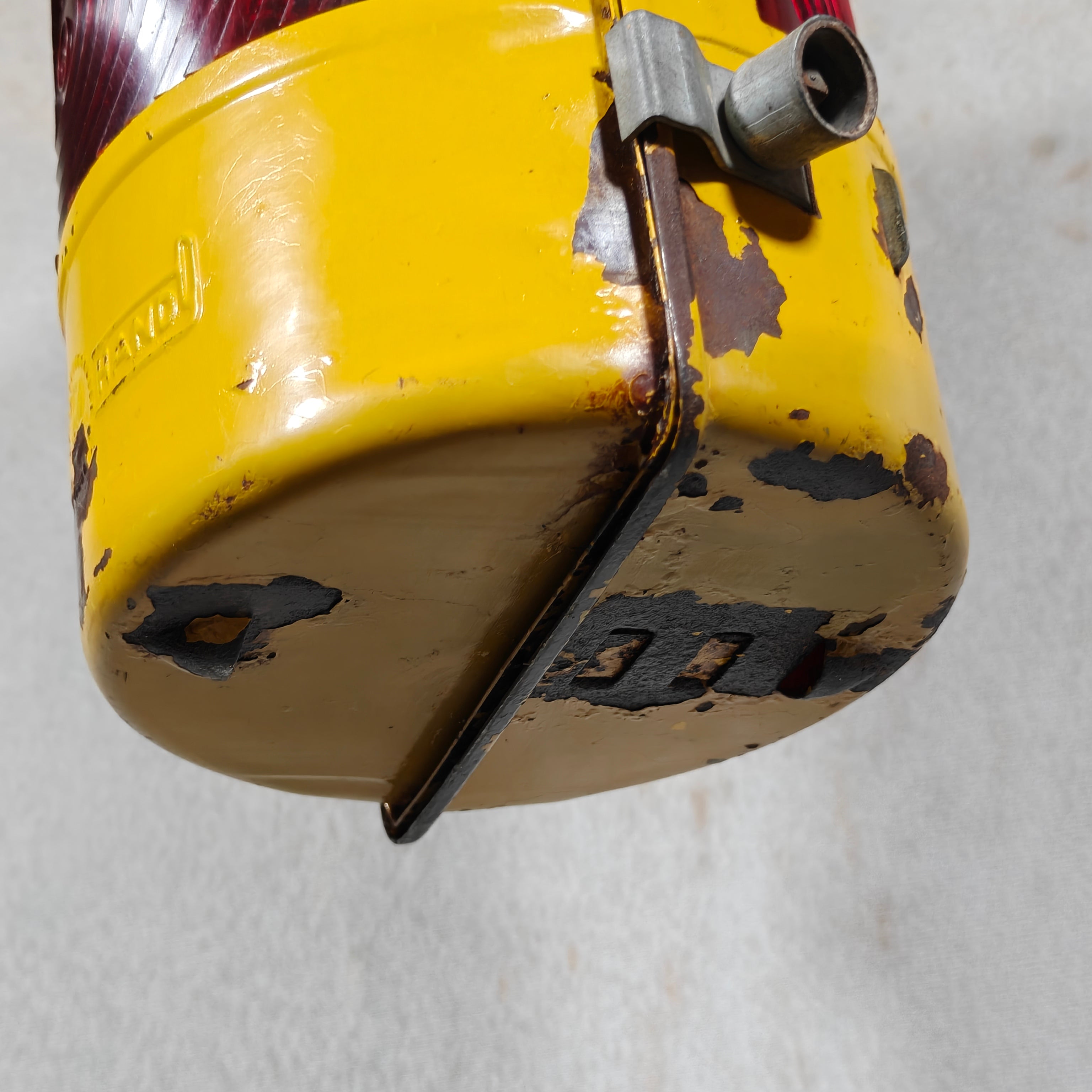 Rare Early Feuerhand Yellow Road Worker Lantern with Curved Lens