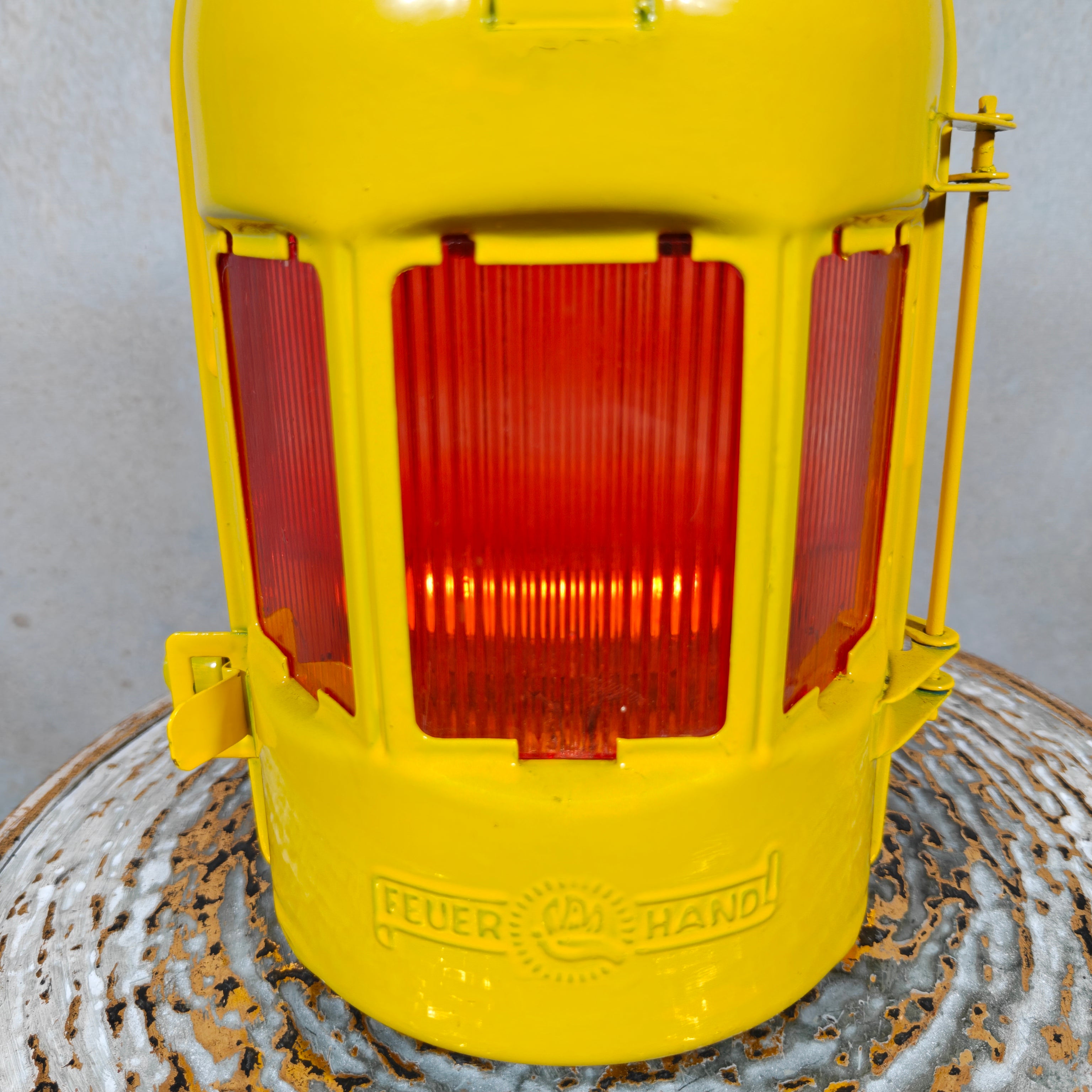 New Old Stock Feuerhand Yellow Road Worker Lantern for Tealight Candle