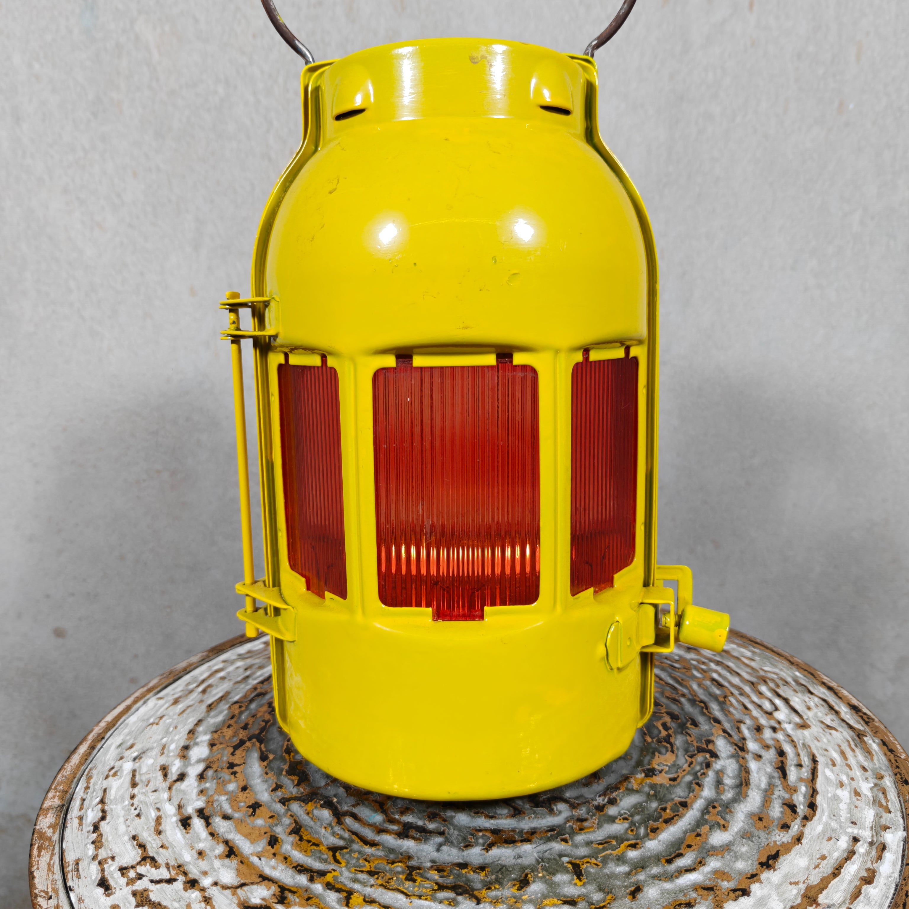 New Old Stock Feuerhand Yellow Road Worker Lantern for Tealight Candle