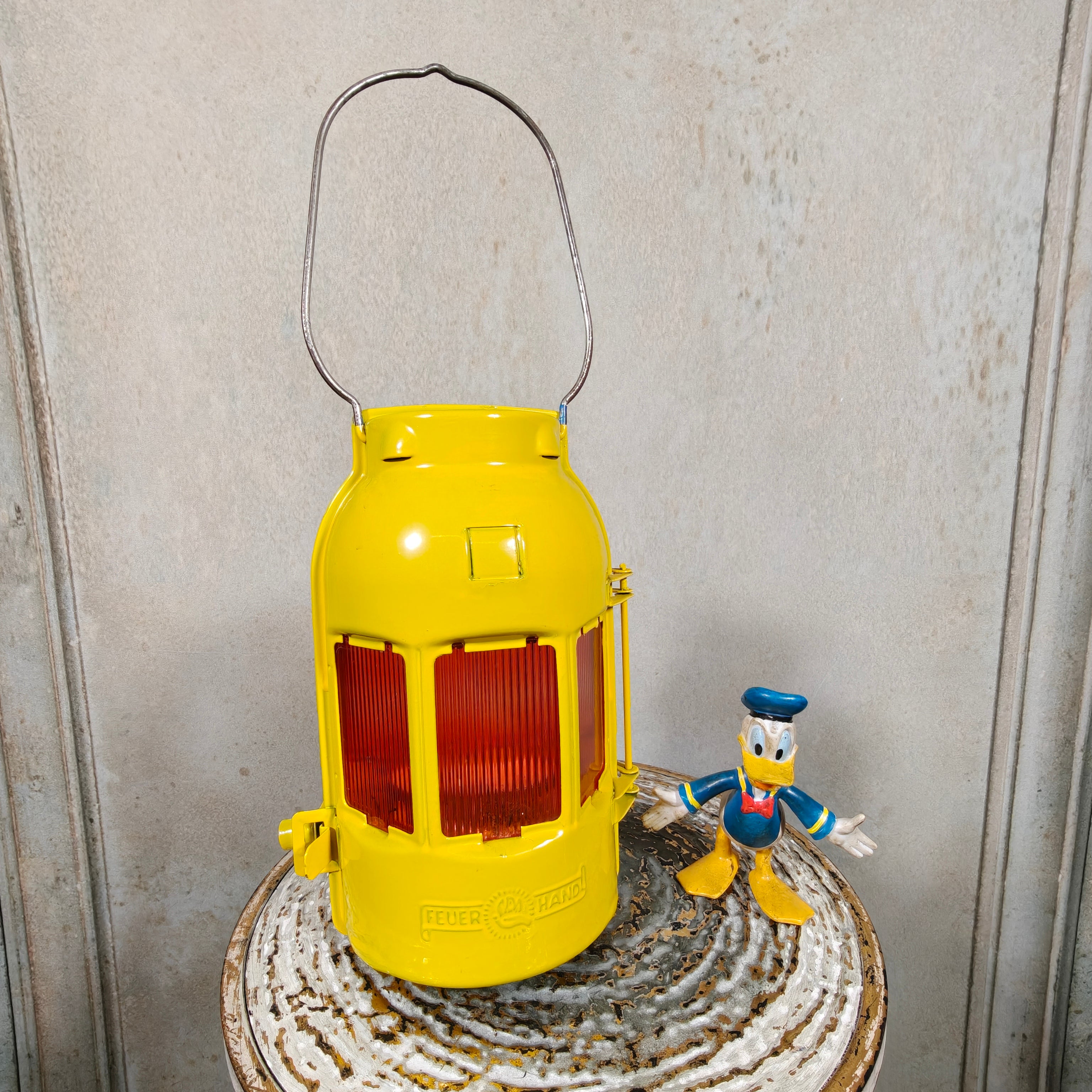 New Old Stock Feuerhand Yellow Road Worker Lantern for Tealight Candle