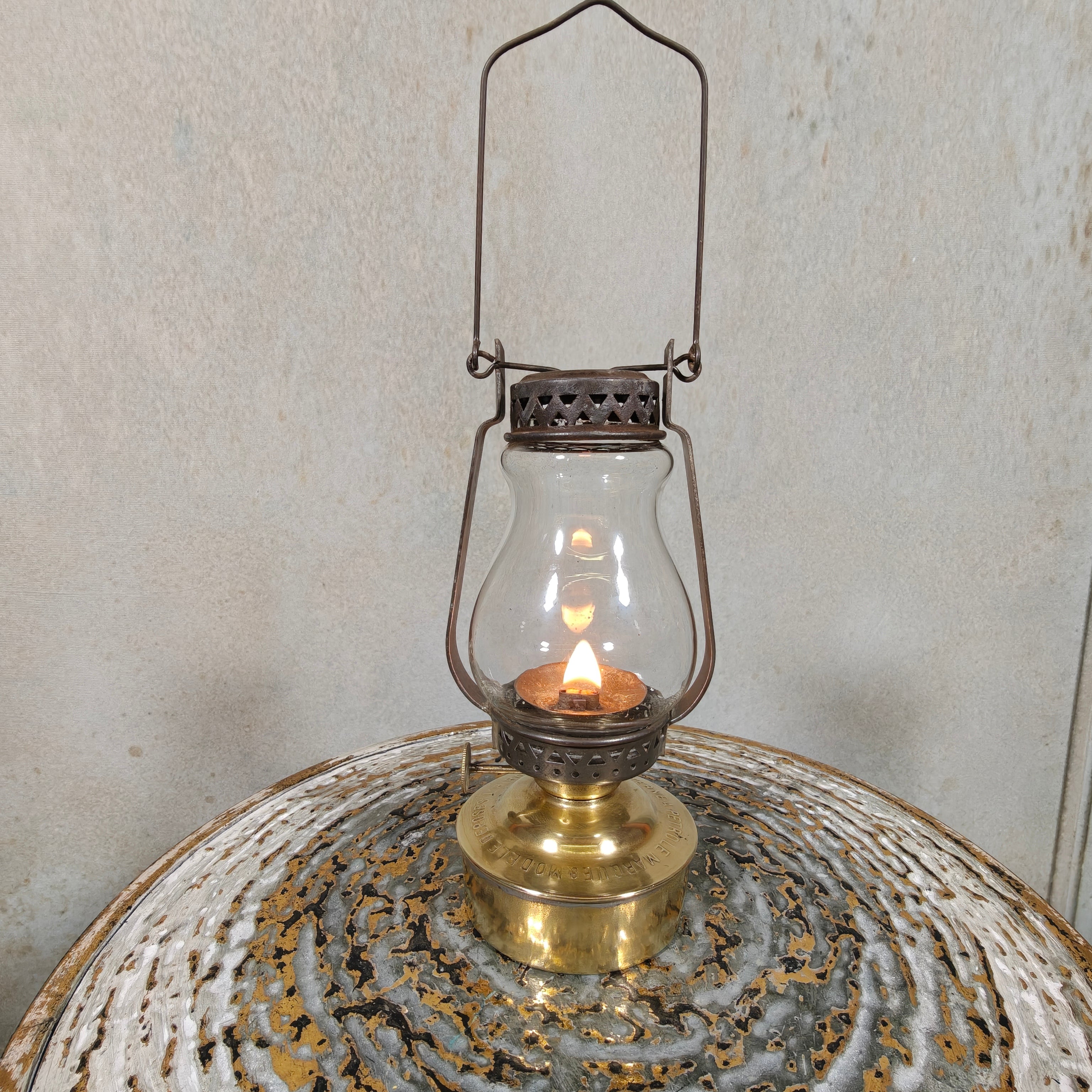 Charming 1920s French Mini Hurricane Lantern “L’Hirondelle” by Carres et Hubert