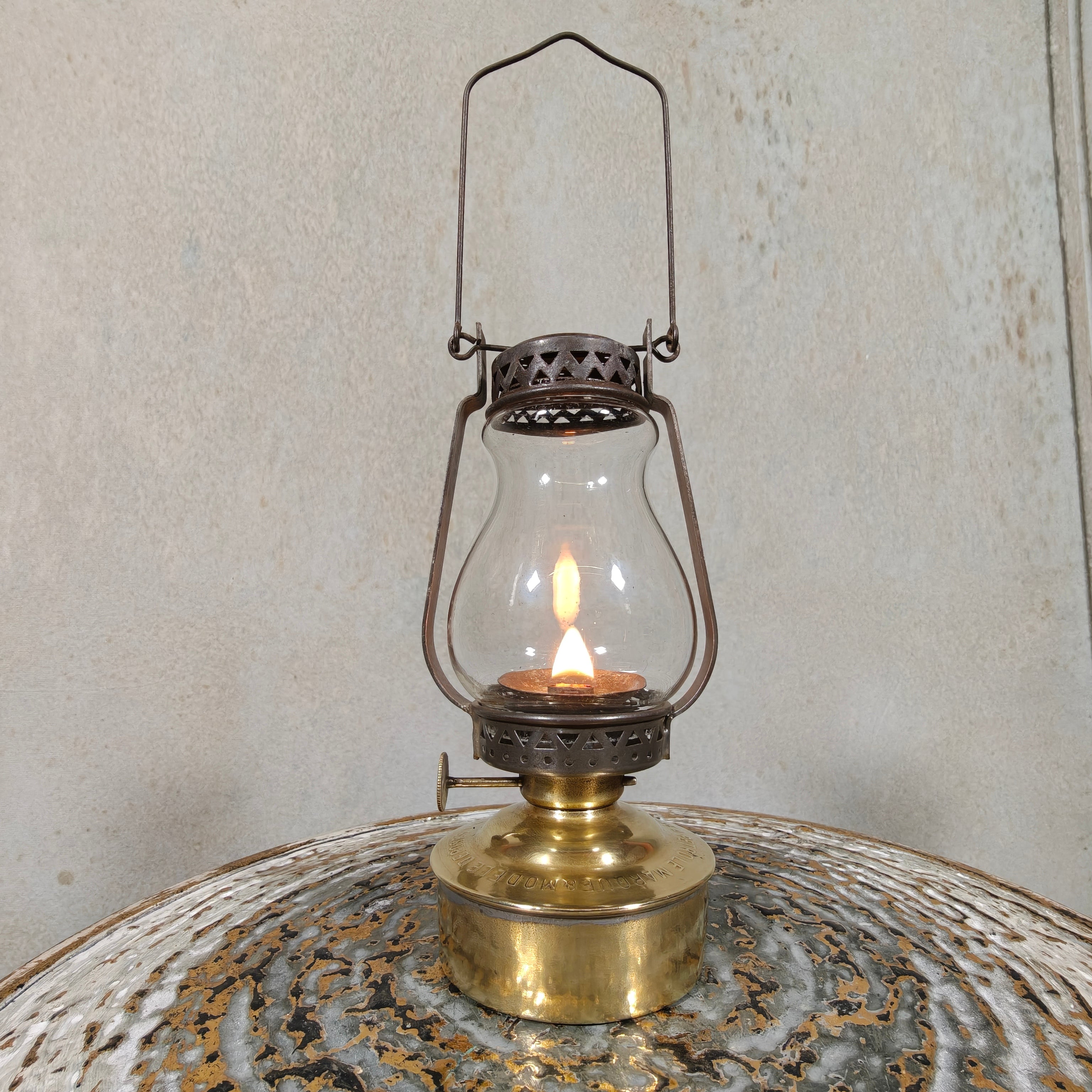 Charming 1920s French Mini Hurricane Lantern “L’Hirondelle” by Carres et Hubert