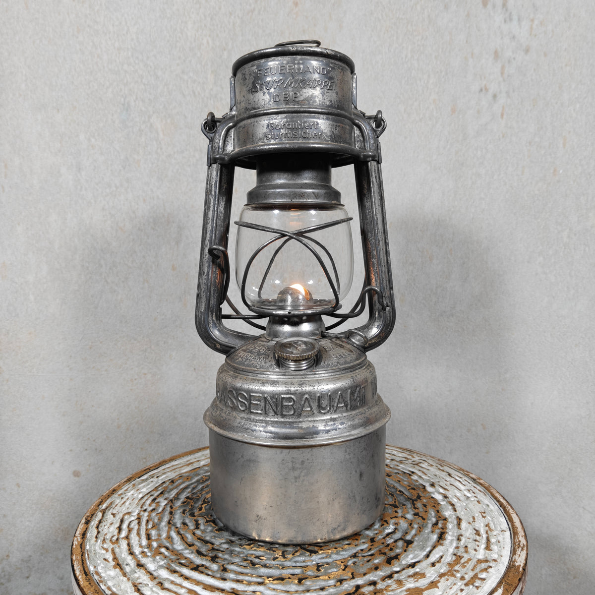 Rare Feuerhand 276 STK/70 Baby Special Hurricane Lantern – Strassenbauamt Trier Road Service Lantern
