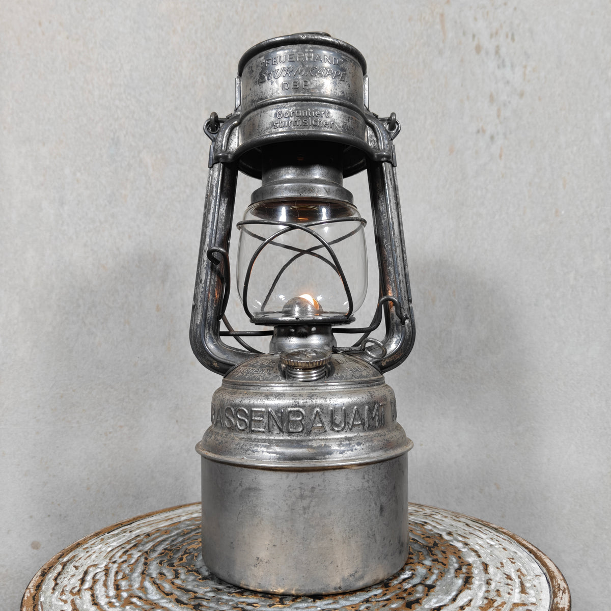 Rare Feuerhand 276 STK/70 Baby Special Hurricane Lantern – Strassenbauamt Trier Road Service Lantern