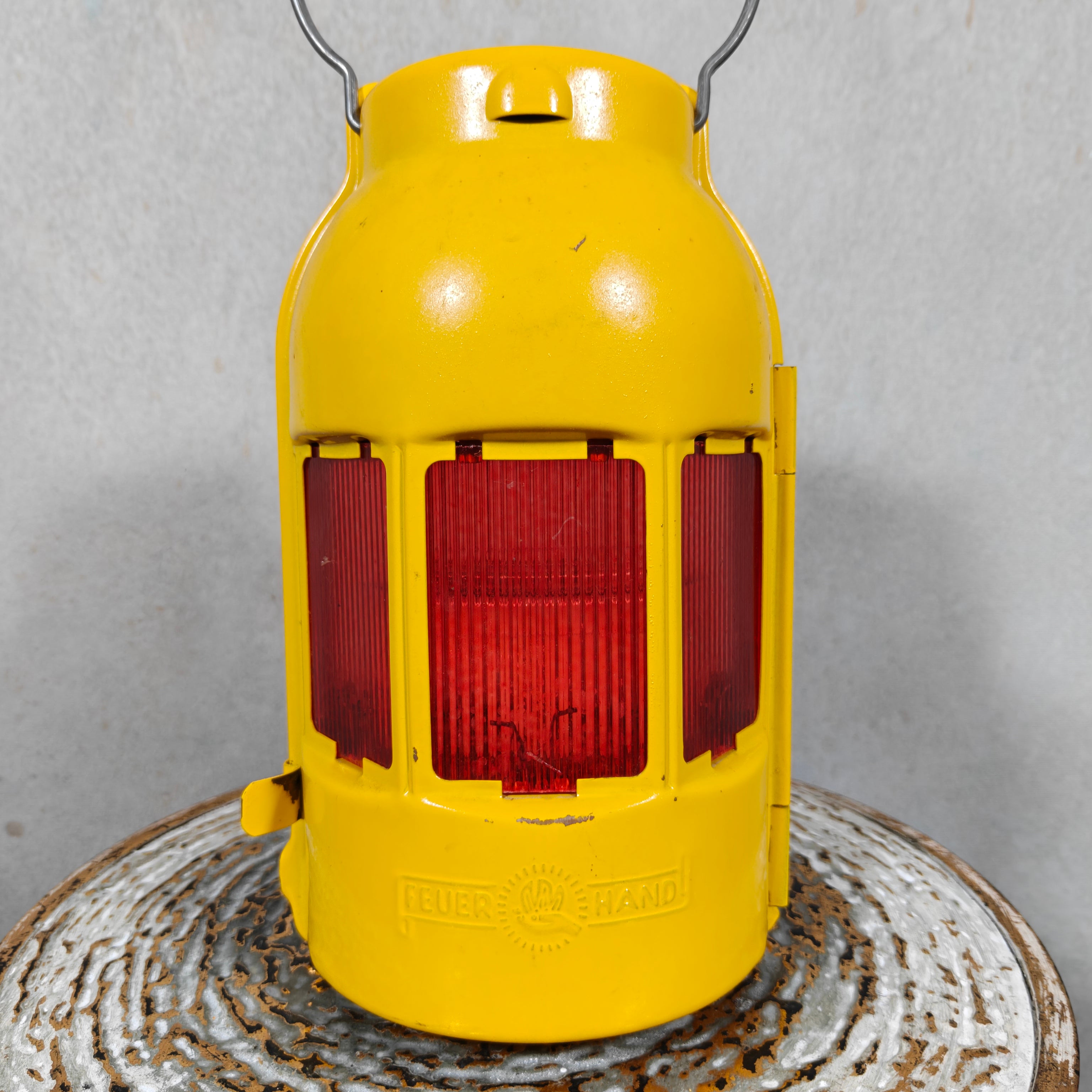 NOS Vintage Feuerhand Road Worker Lantern with Winter Glass – Orange Safety Candle Lamp 1960s/70s