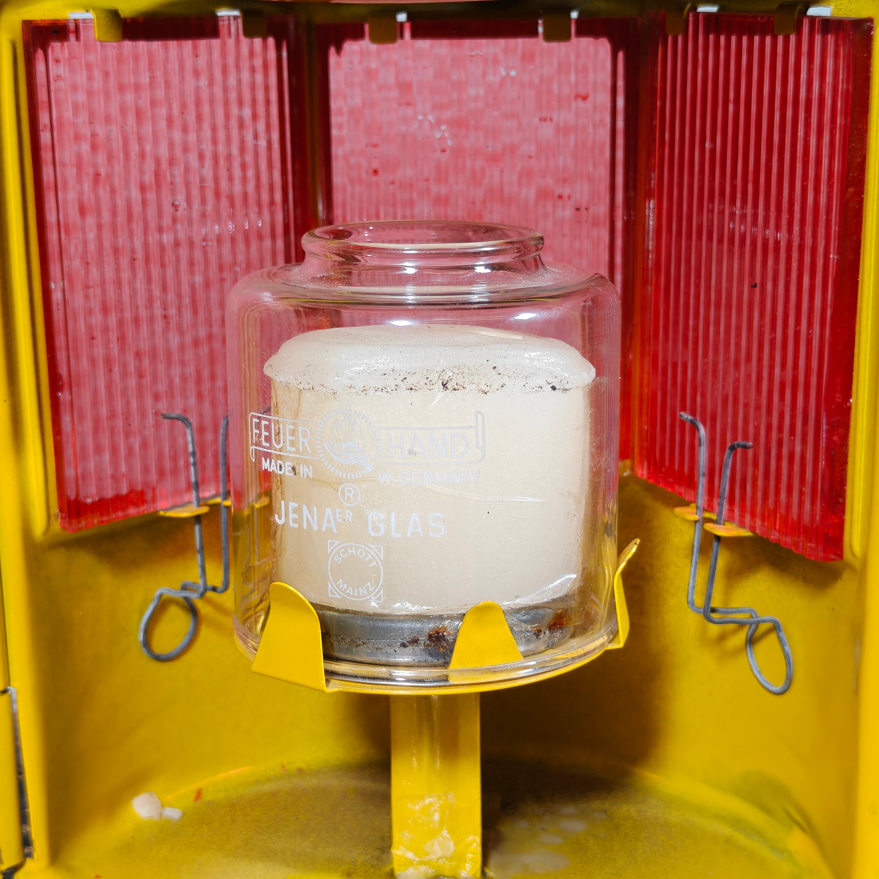 NOS Vintage Feuerhand Road Worker Lantern with Winter Glass – Orange Safety Candle Lamp 1960s/70s