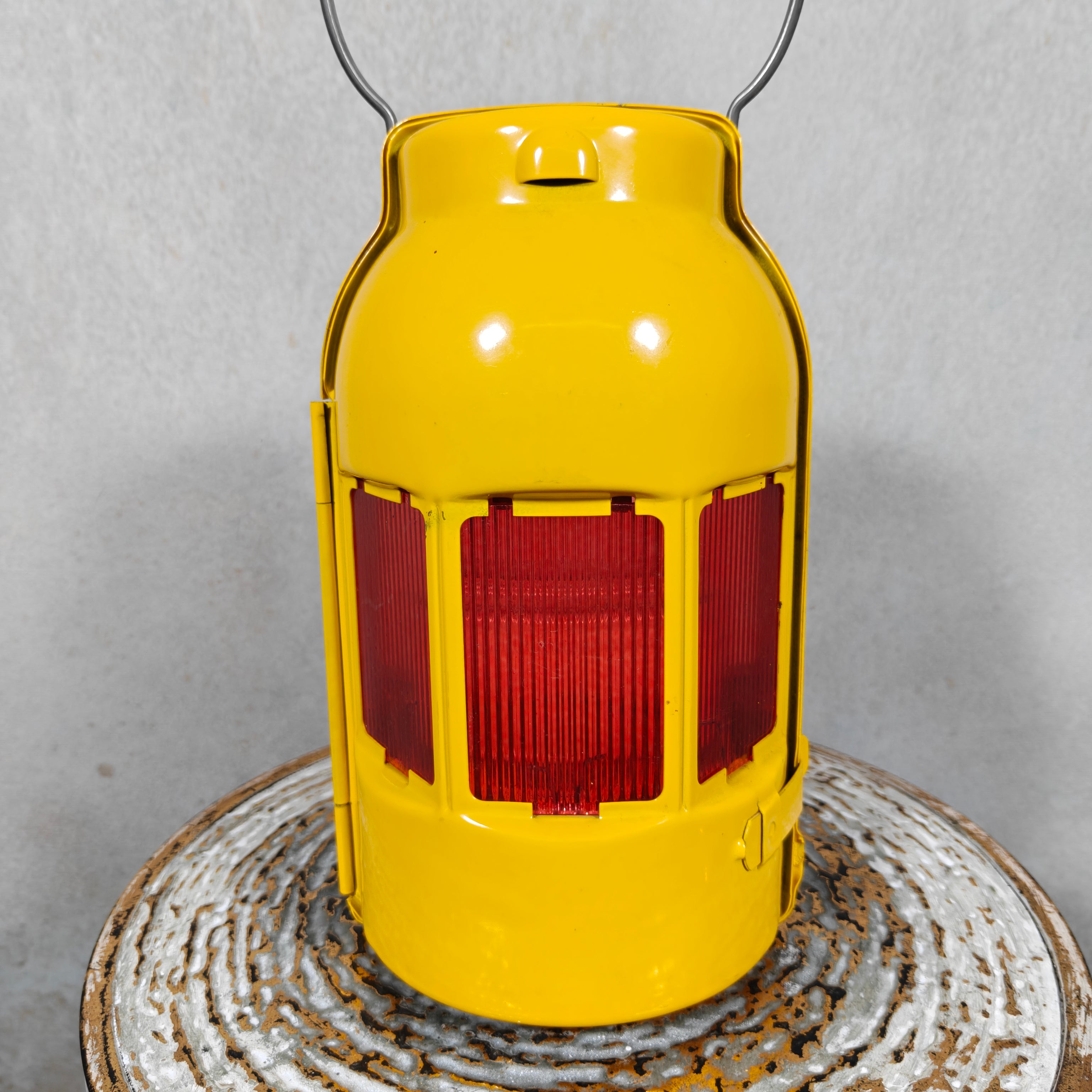 NOS Vintage Feuerhand Road Worker Lantern with Winter Glass – Orange Safety Candle Lamp 1960s/70s