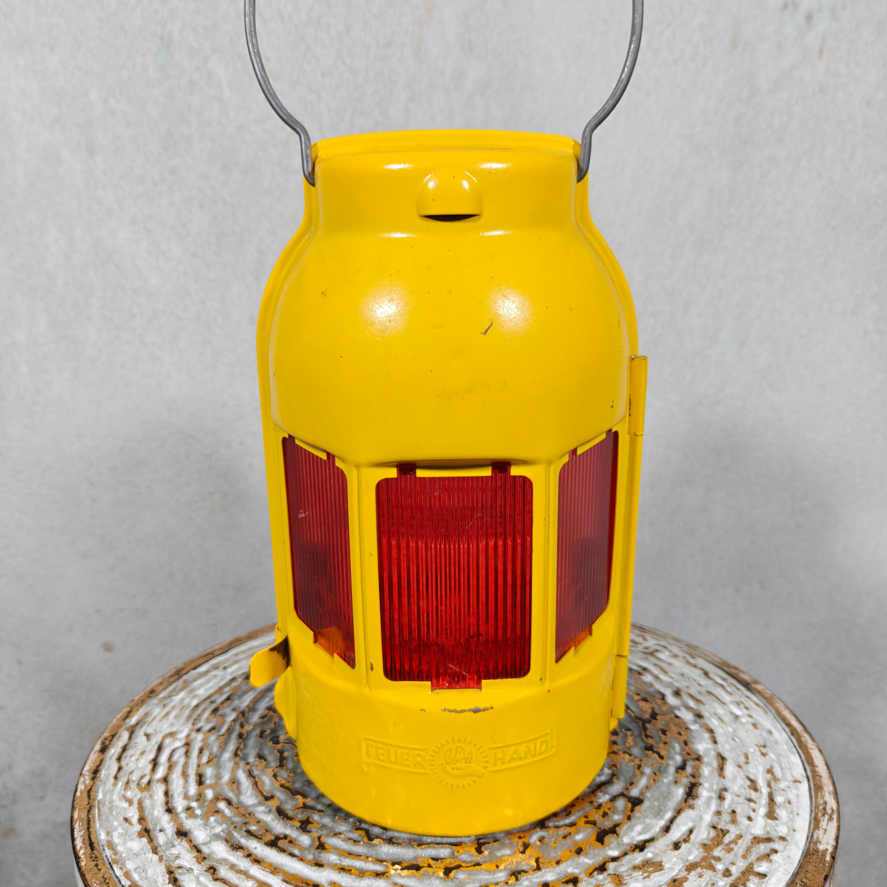 NOS Vintage Feuerhand Road Worker Lantern with Winter Glass – Orange Safety Candle Lamp 1960s/70s