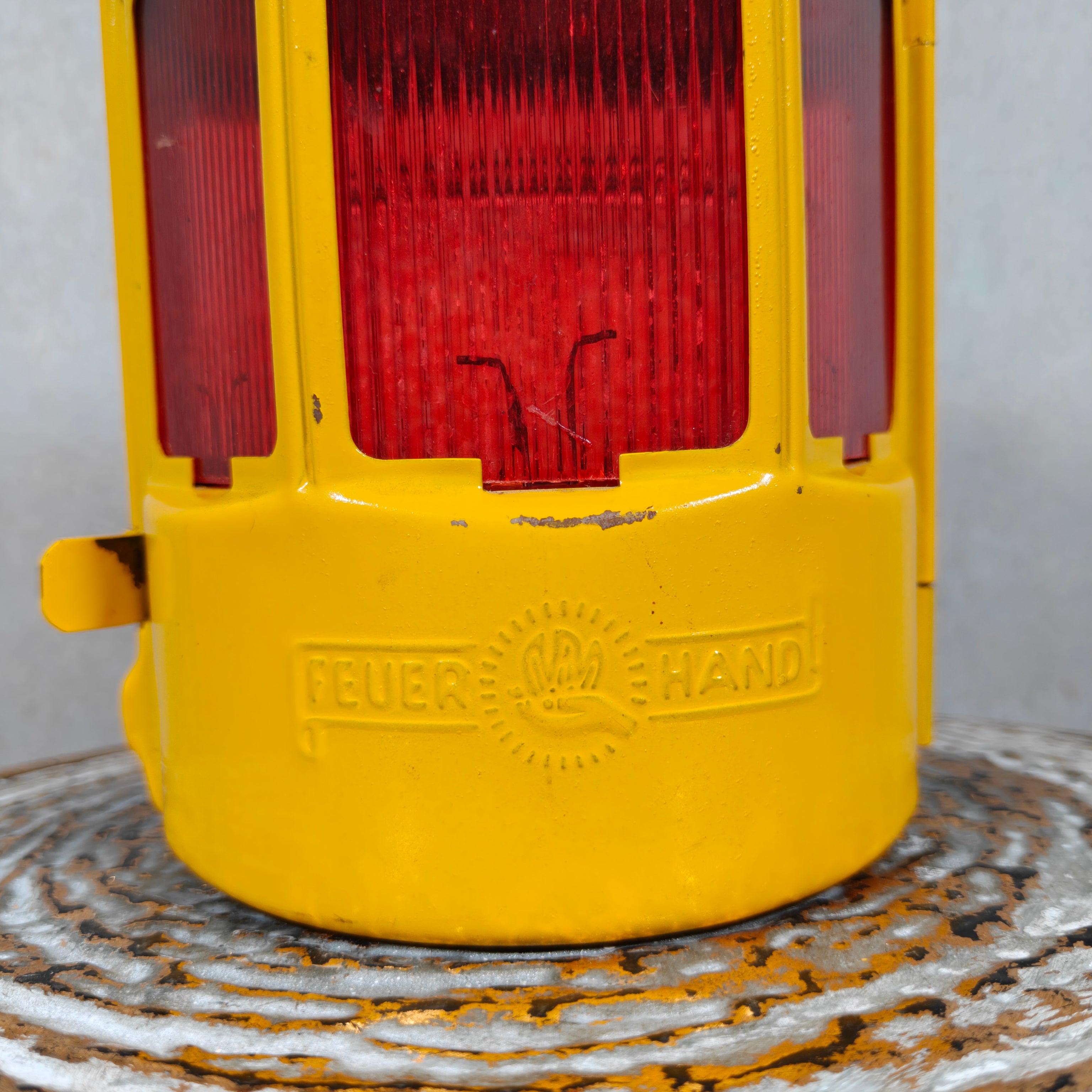 NOS Vintage Feuerhand Road Worker Lantern with Winter Glass – Orange Safety Candle Lamp 1960s/70s