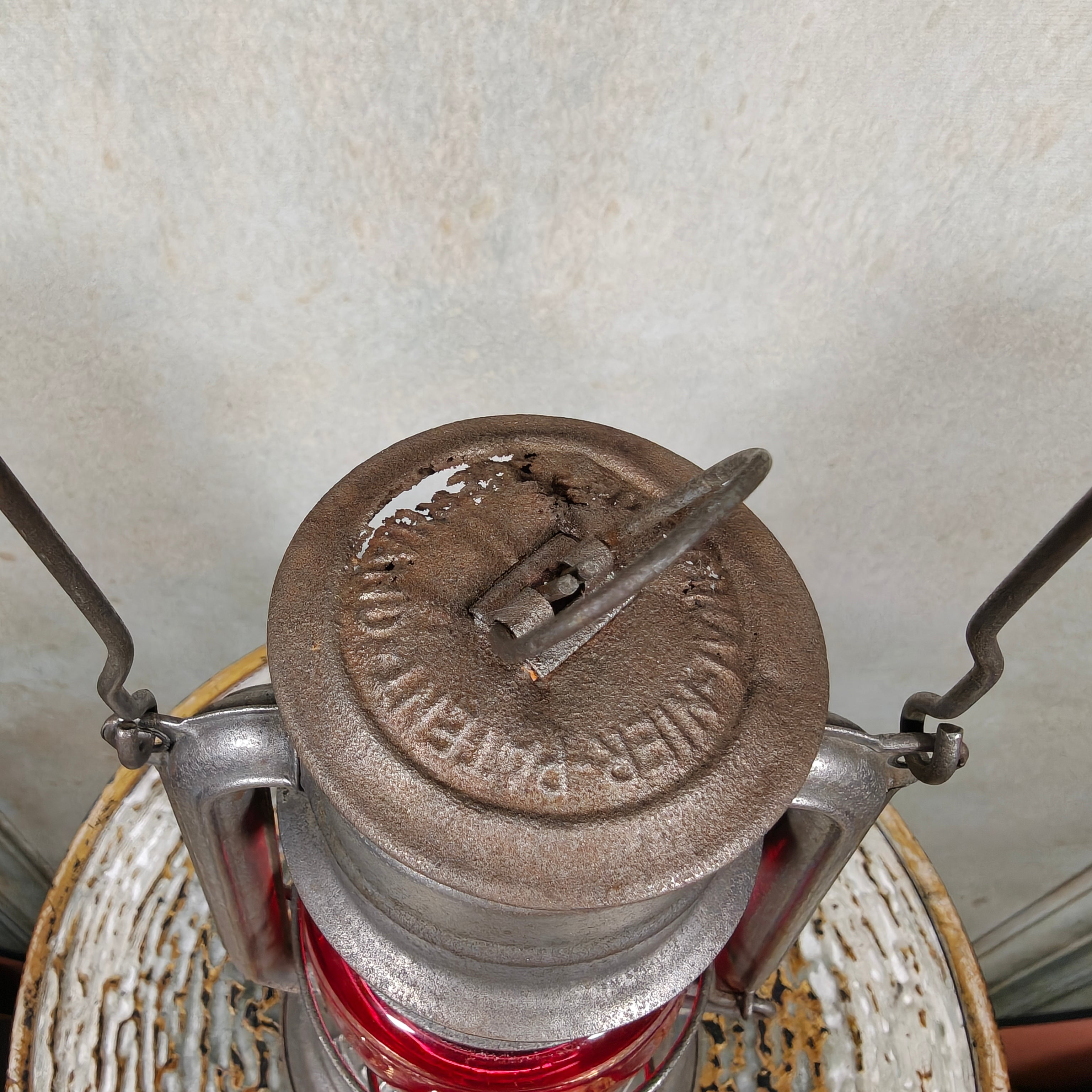 Rare Vintage Feuerhand 276 ATOM Hurricane Lantern with Red Glass – Early Germany Oil Lantern (1950–1952)