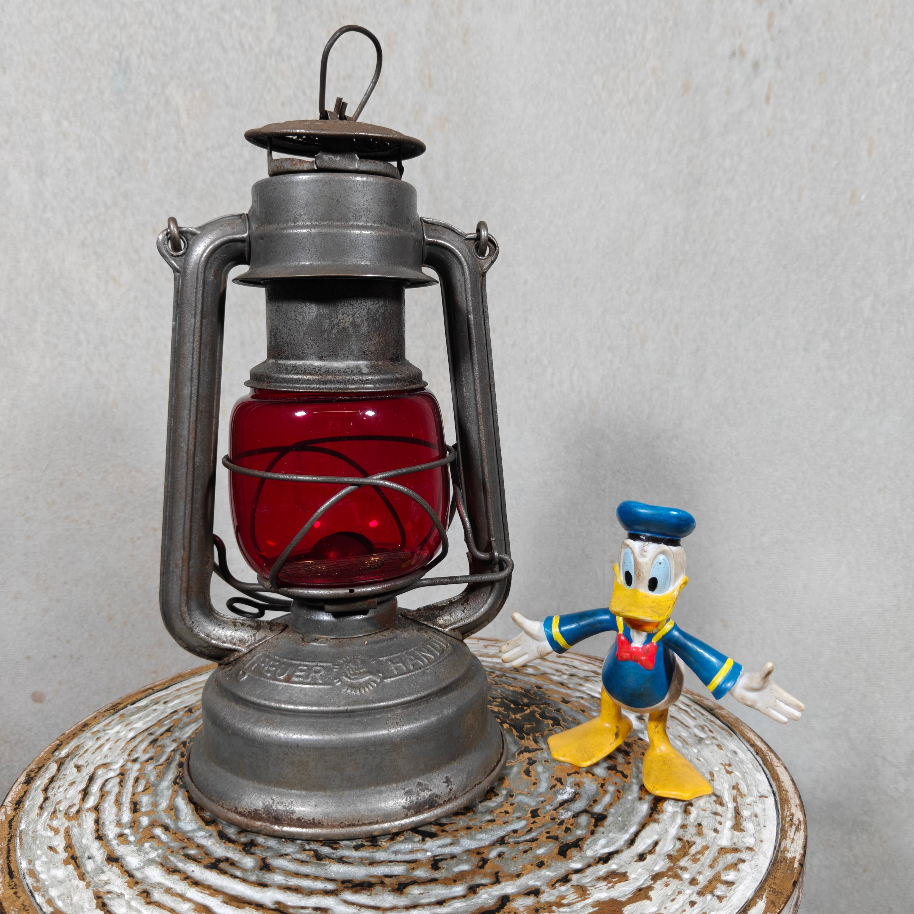 Rare Vintage Feuerhand 276 ATOM Hurricane Lantern with Red Glass – Early Germany Oil Lantern (1950–1952)
